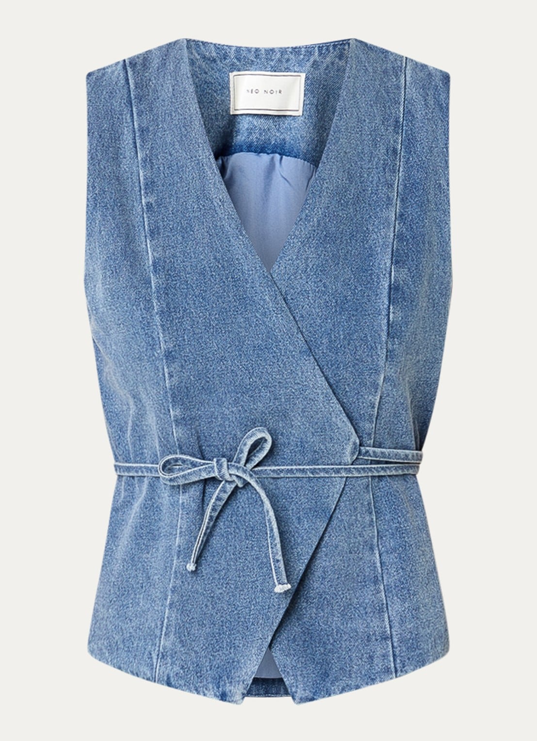 Neo Noir Samara gilet met striksluiting - voorkant 3 blauw