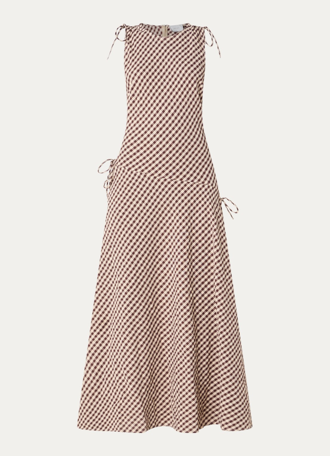 Neo Noir Saxton maxi jurk met ruitdessin en gestrikt detail - voorkant 3 bruin