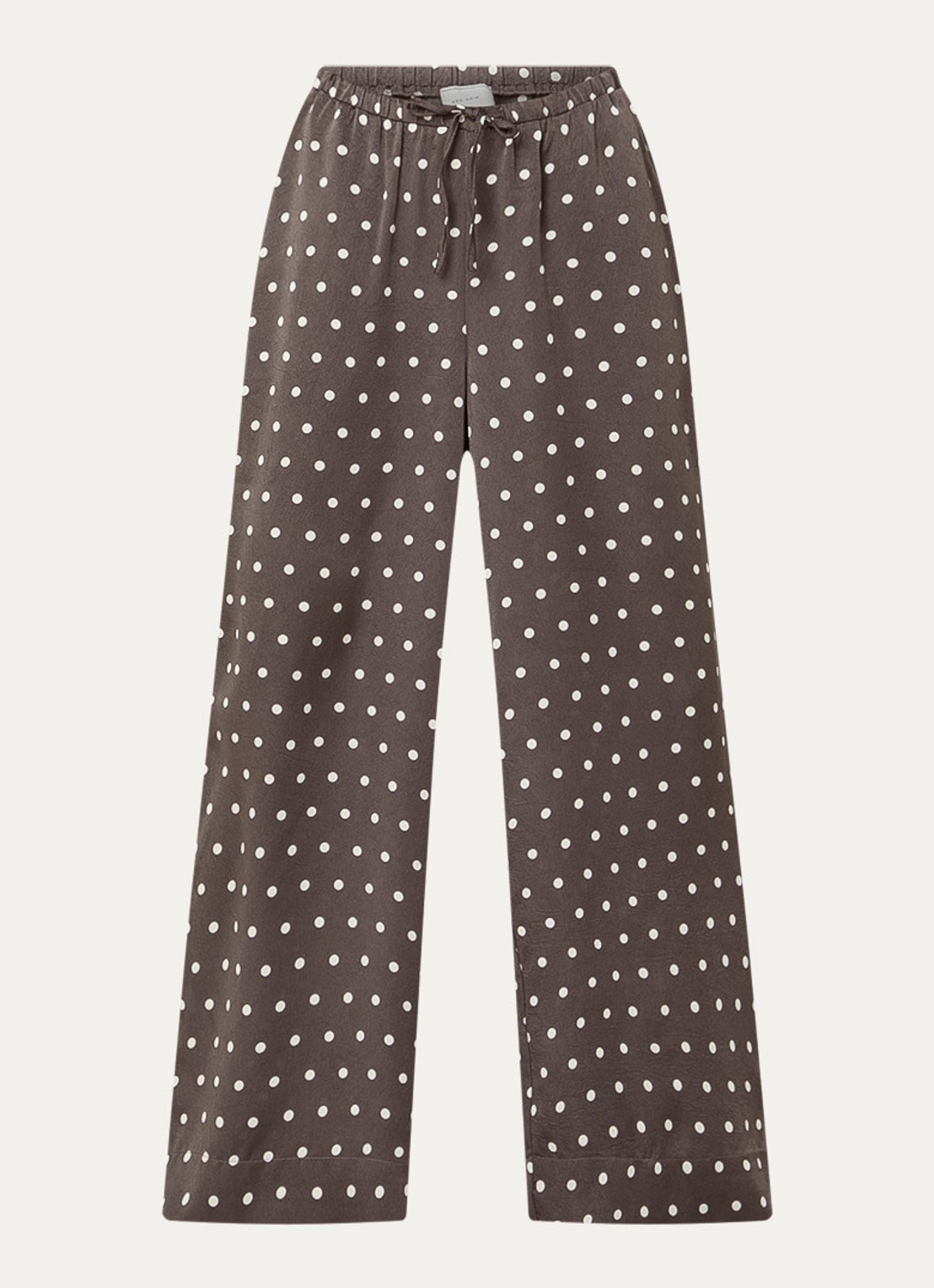 Neo Noir Sebba high waist wide fit pantalon met stippenprint - voorkant donkerbruin