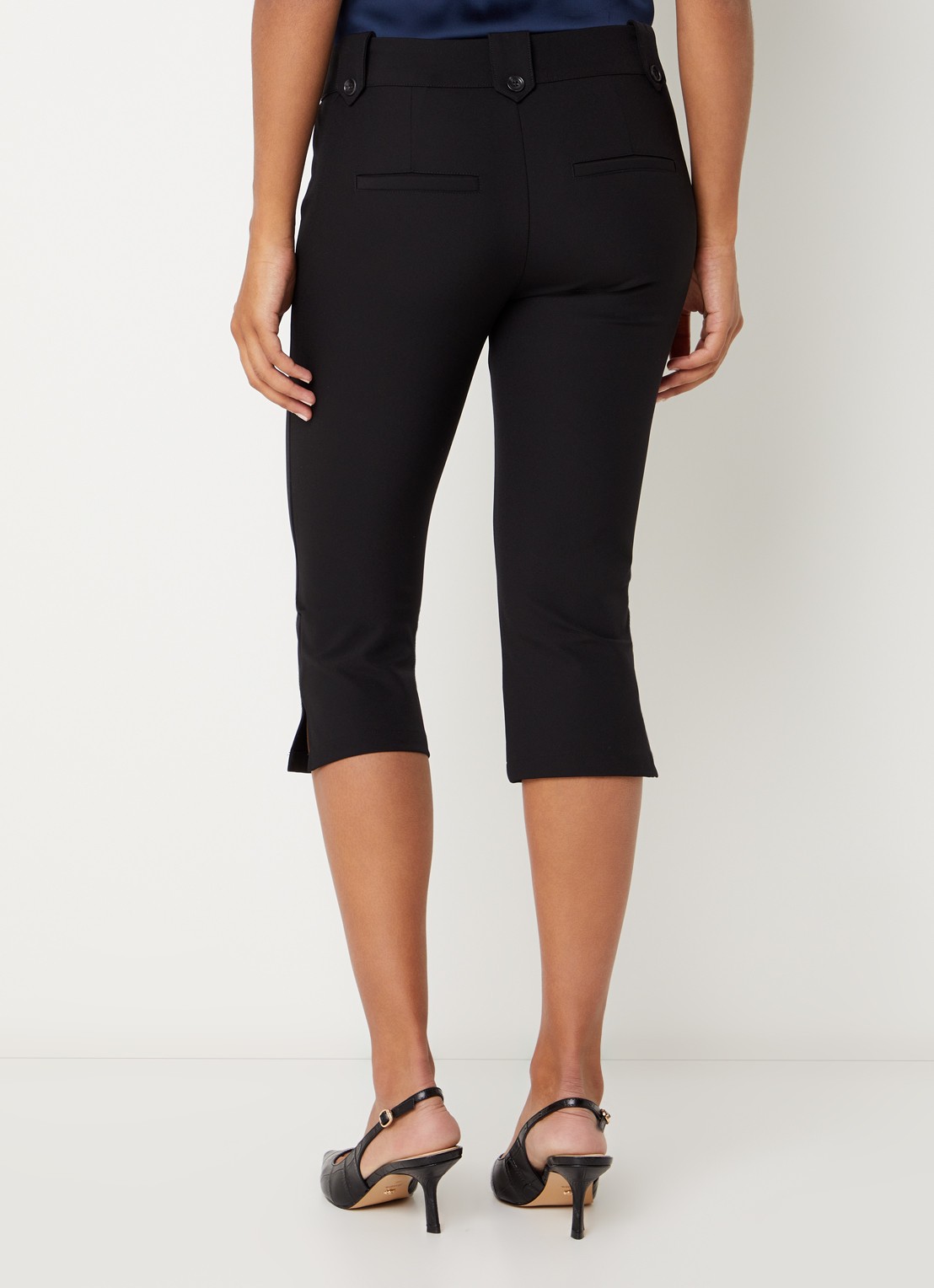 Neo Noir Shawnee high waist slim fit korte broek met split - achterkant 4 zwart
