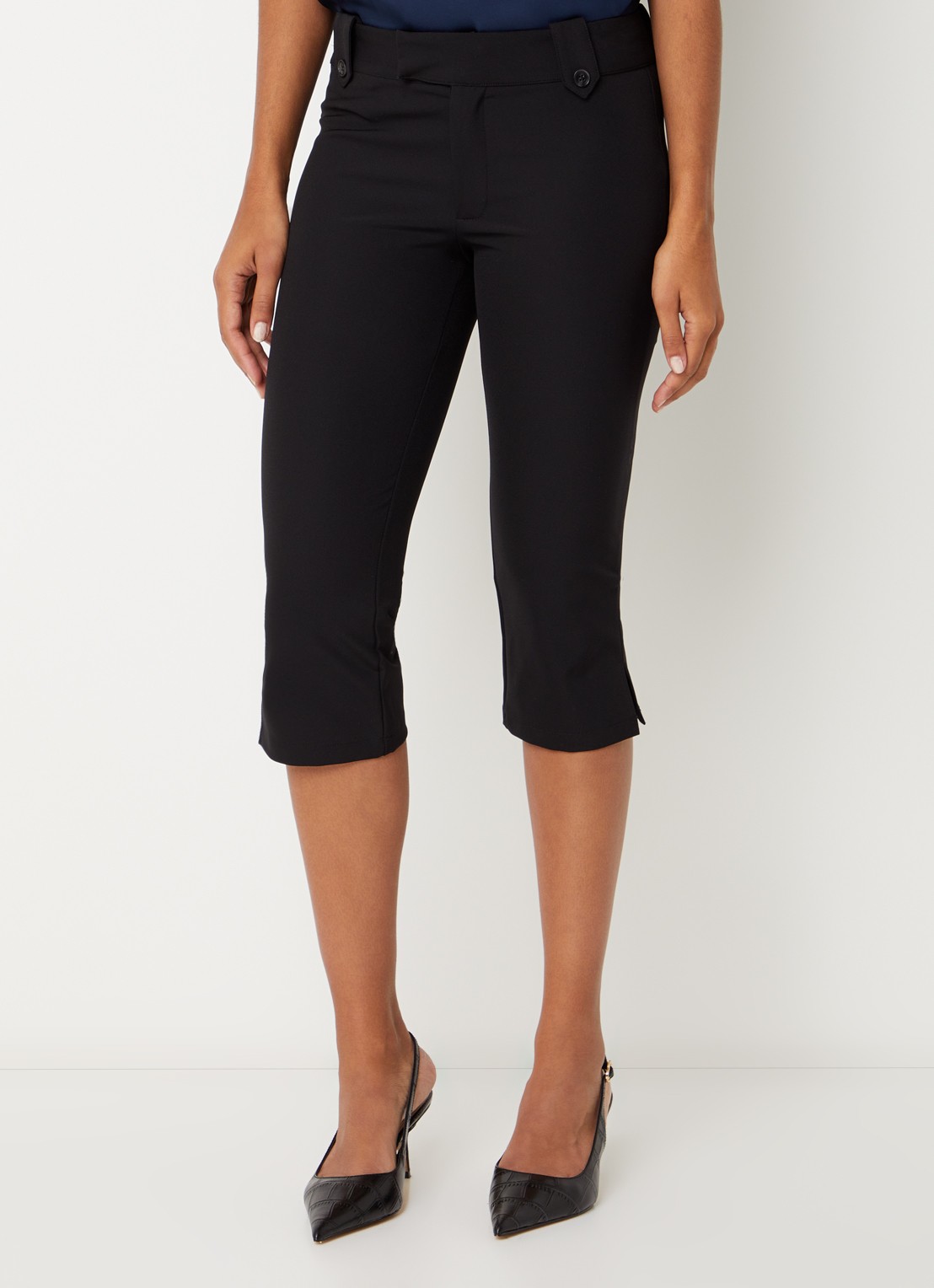 Neo Noir Shawnee high waist slim fit korte broek met split - detail zwart