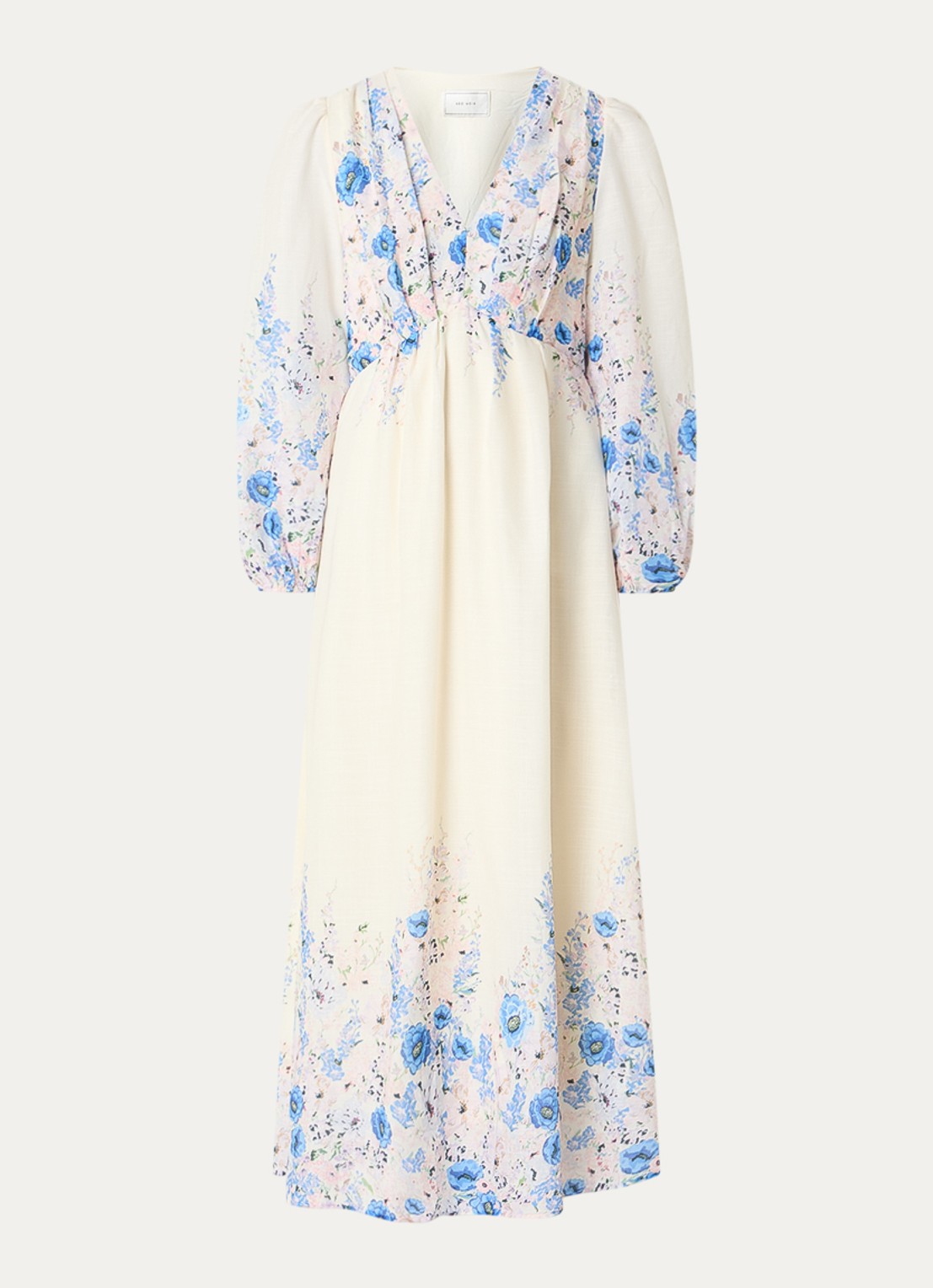 Neo Noir Silfi maxi tuniekjurk met print - voorkant 2 creme