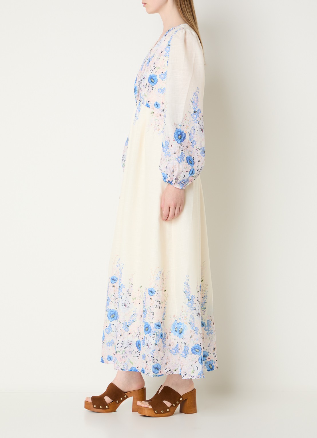 Neo Noir Silfi maxi tuniekjurk met print - voorkant 3 creme
