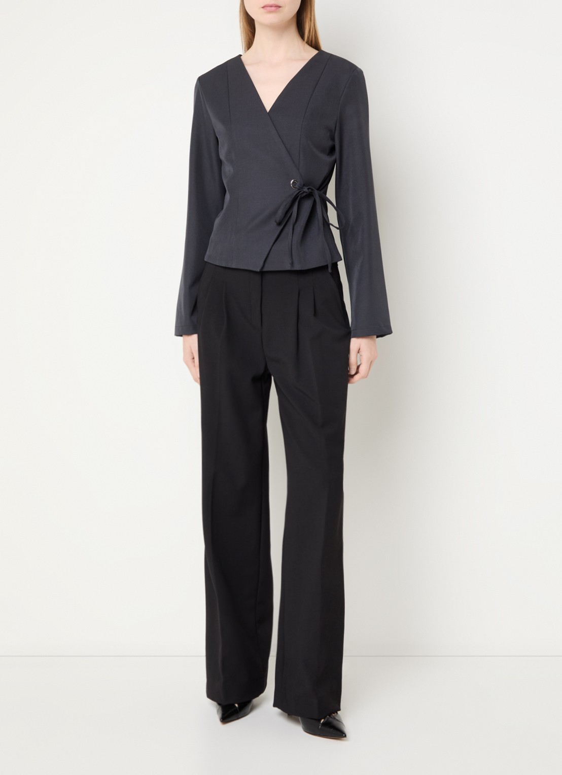 Neo Noir Simmi tuniek met gestrikt detail - voorkant 2 antraciet