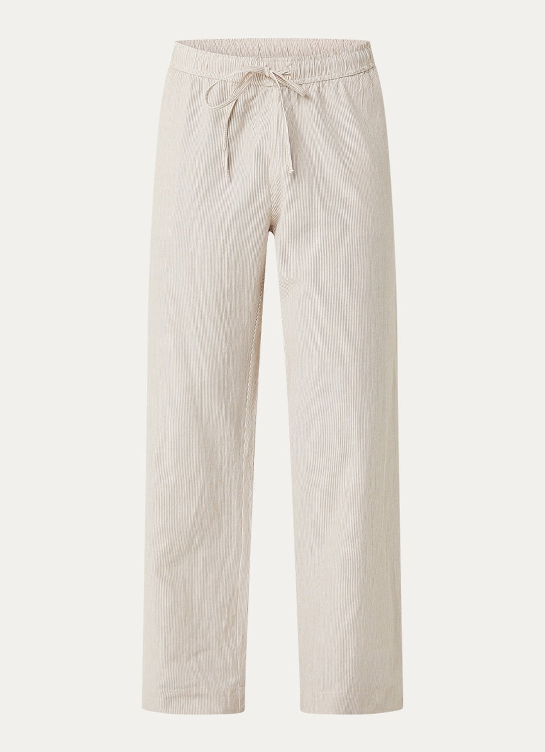Neo Noir Sonar mid waist loose fit broek met streepprint en steekzakken - voorkant 3 zand