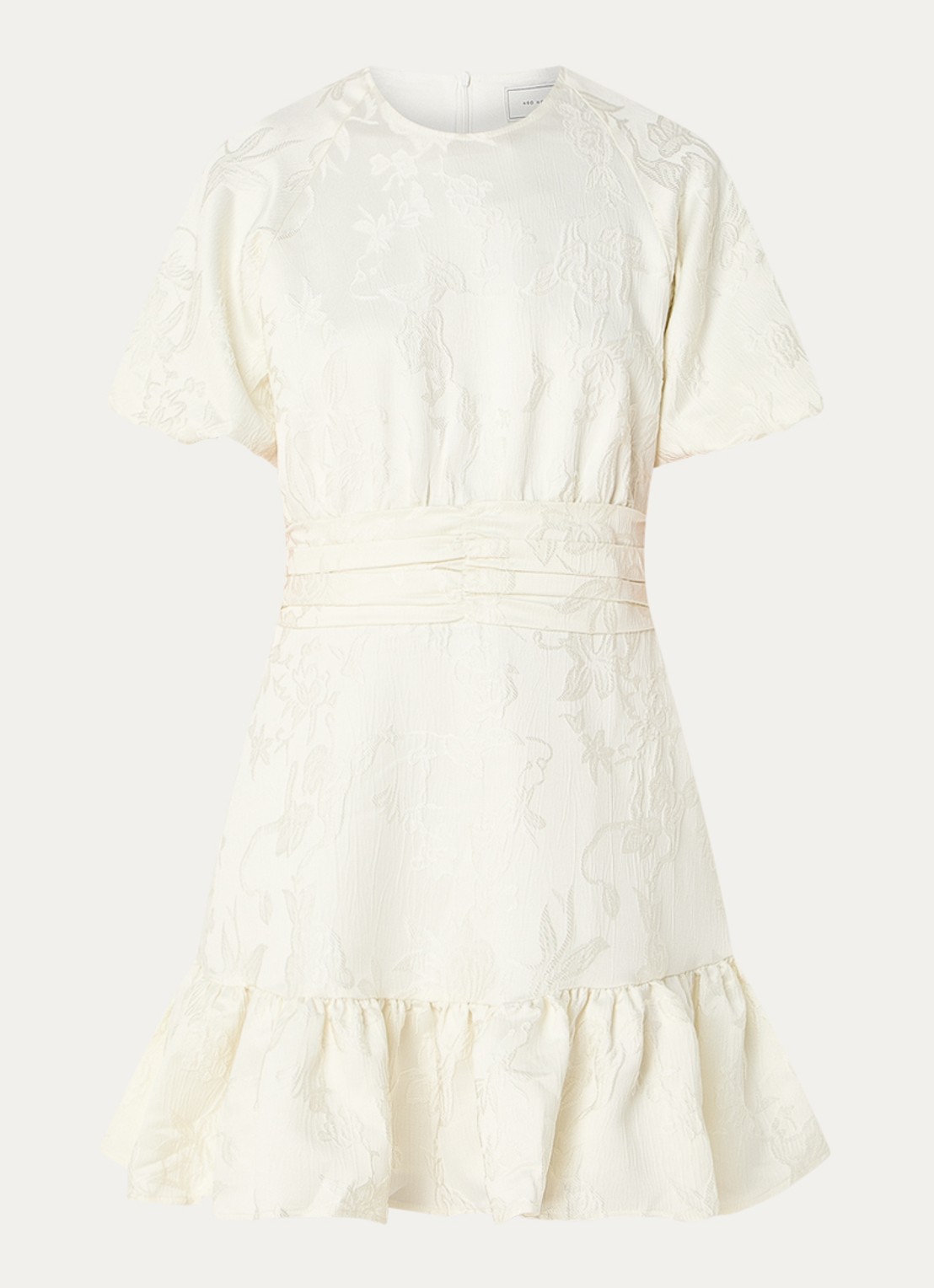 Neo Noir Sulli mini jurk met jacquard dessin - voorkant 3 gebroken wit