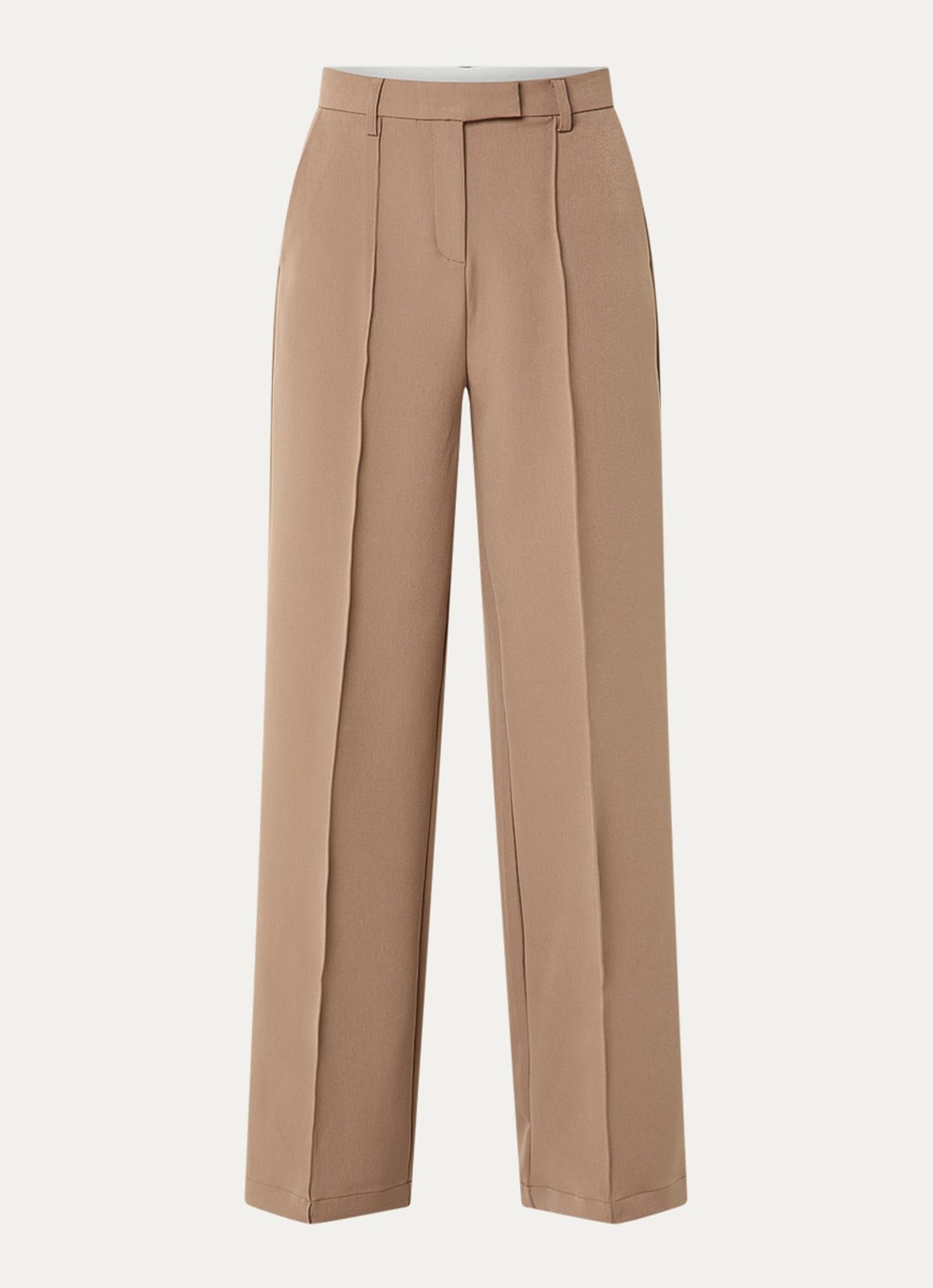 Neo Noir Sury high waist loose fit pantalon met steekzakken - voorkant 2 camel