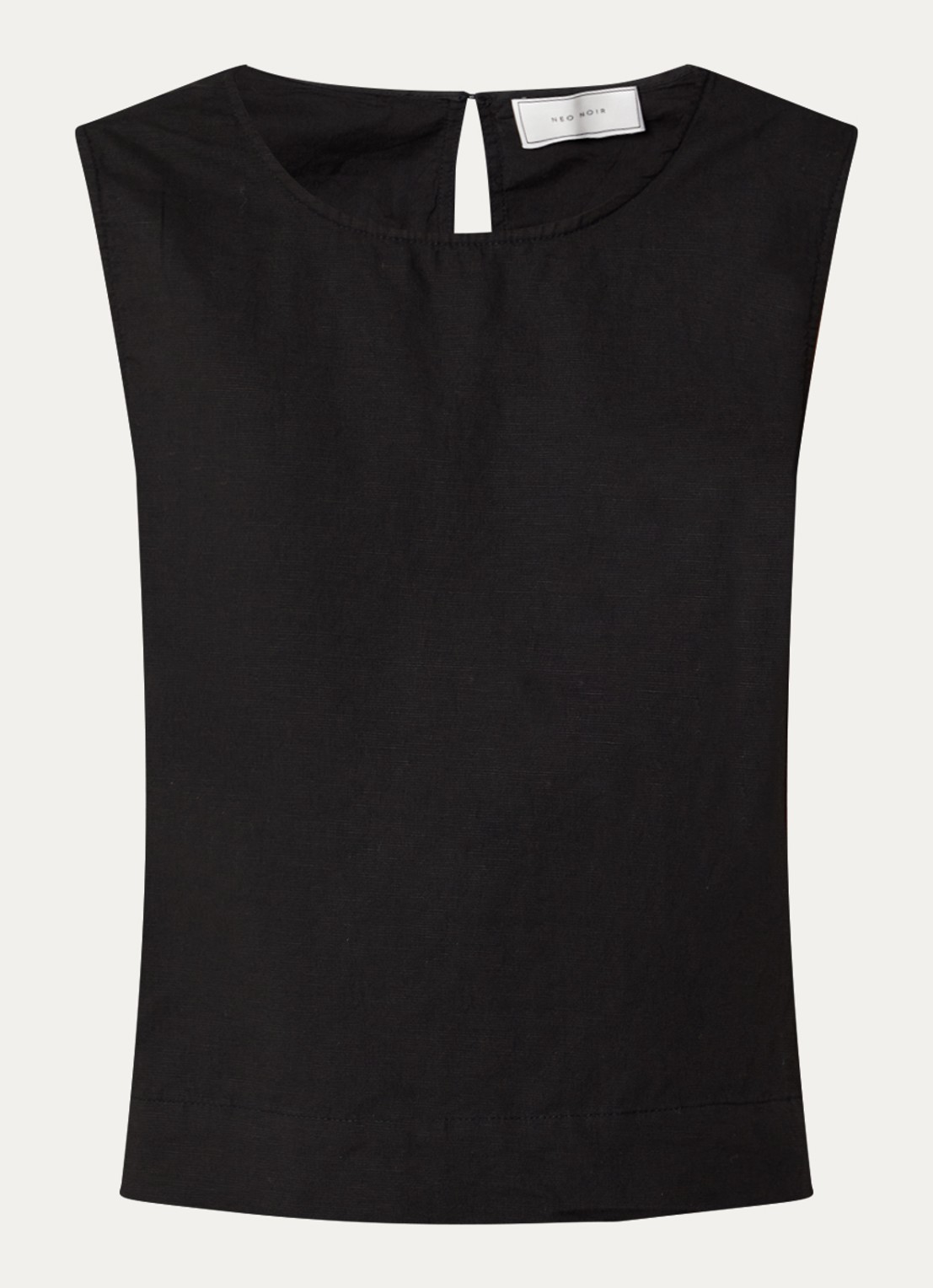 Neo Noir Svetlana top in linnenblend met strikdetail - voorkant zwart
