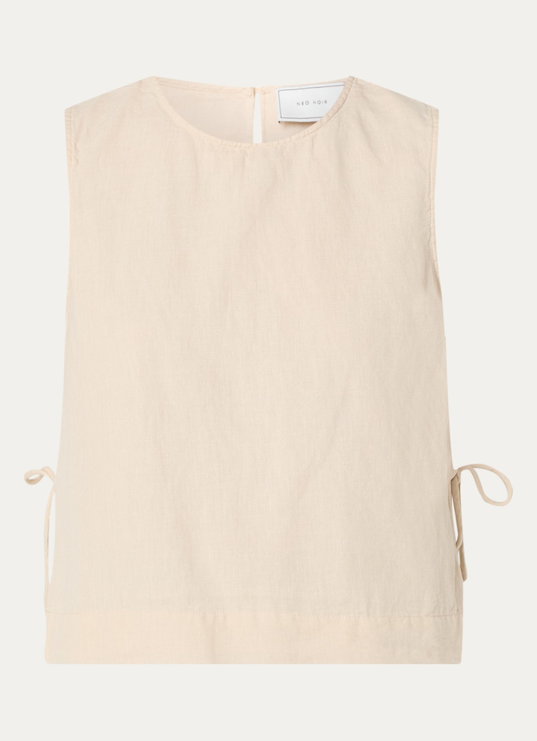 Neo Noir Svetlana top in linnenblend met strikdetail - voorkant zand