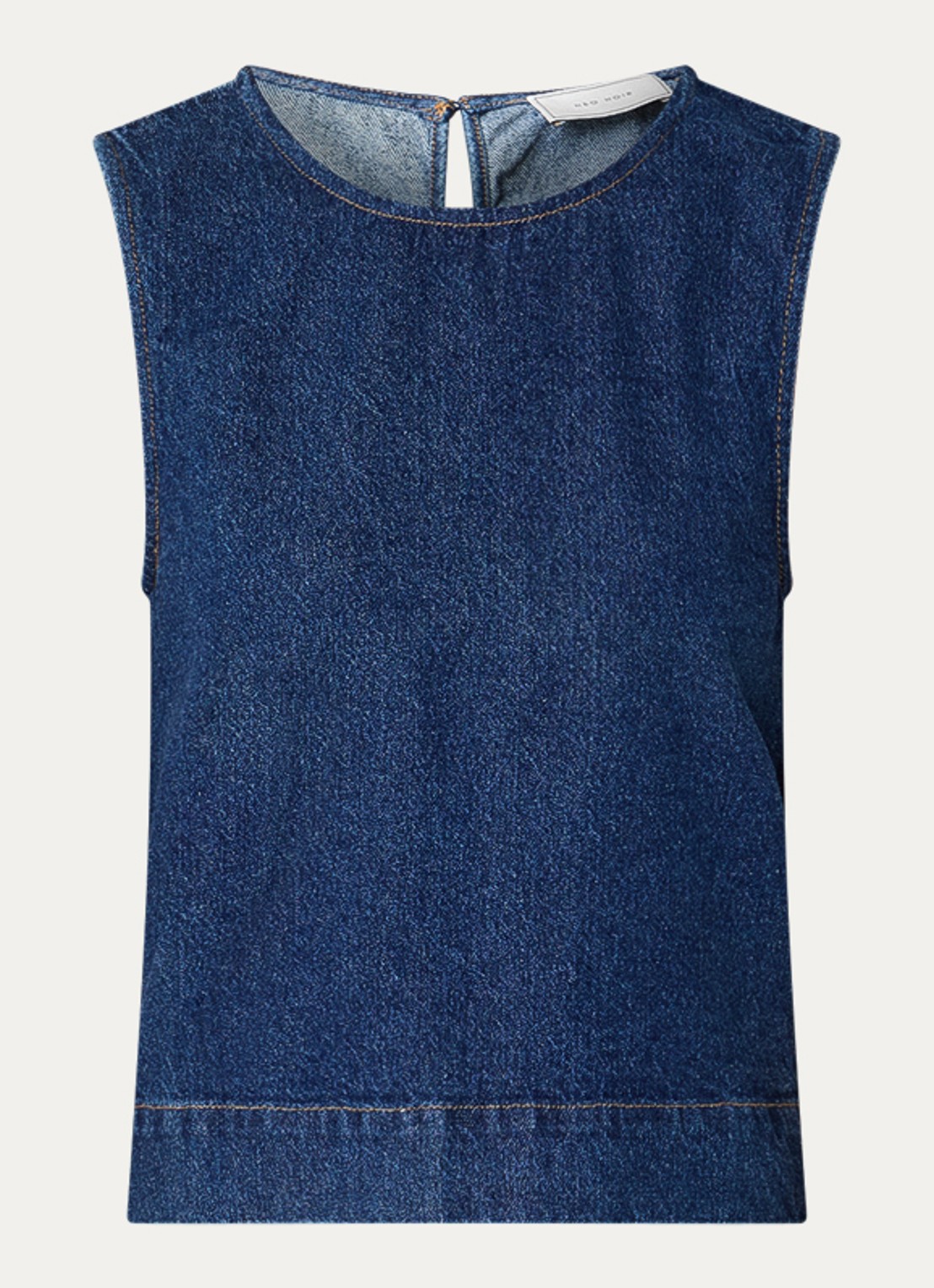 Neo Noir Svetlana top van denim met strikdetail  - voorkant 2 indigo