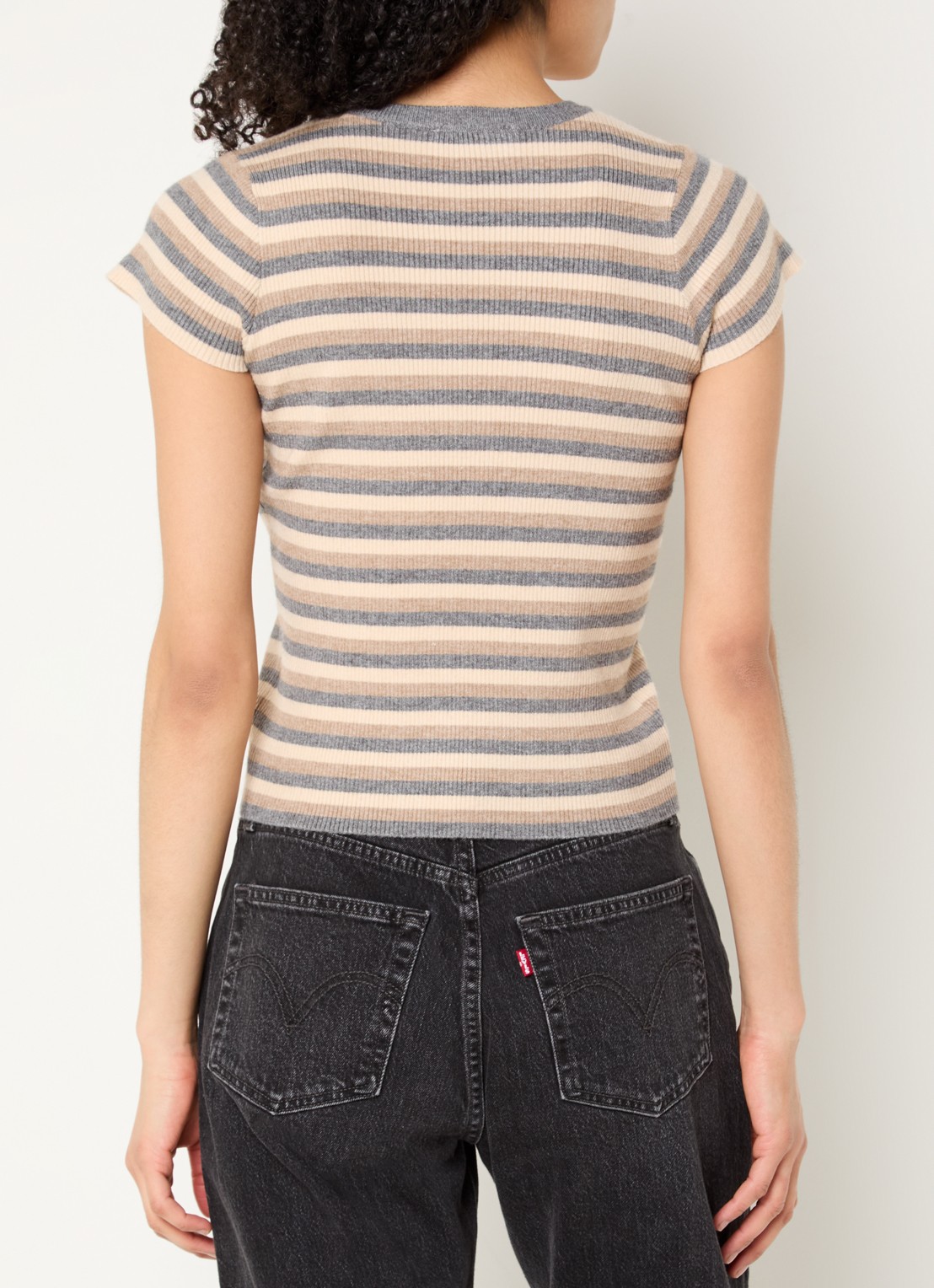 Neo Noir Tirra ribgebreide top met streepprint - achterkant 4 grijs