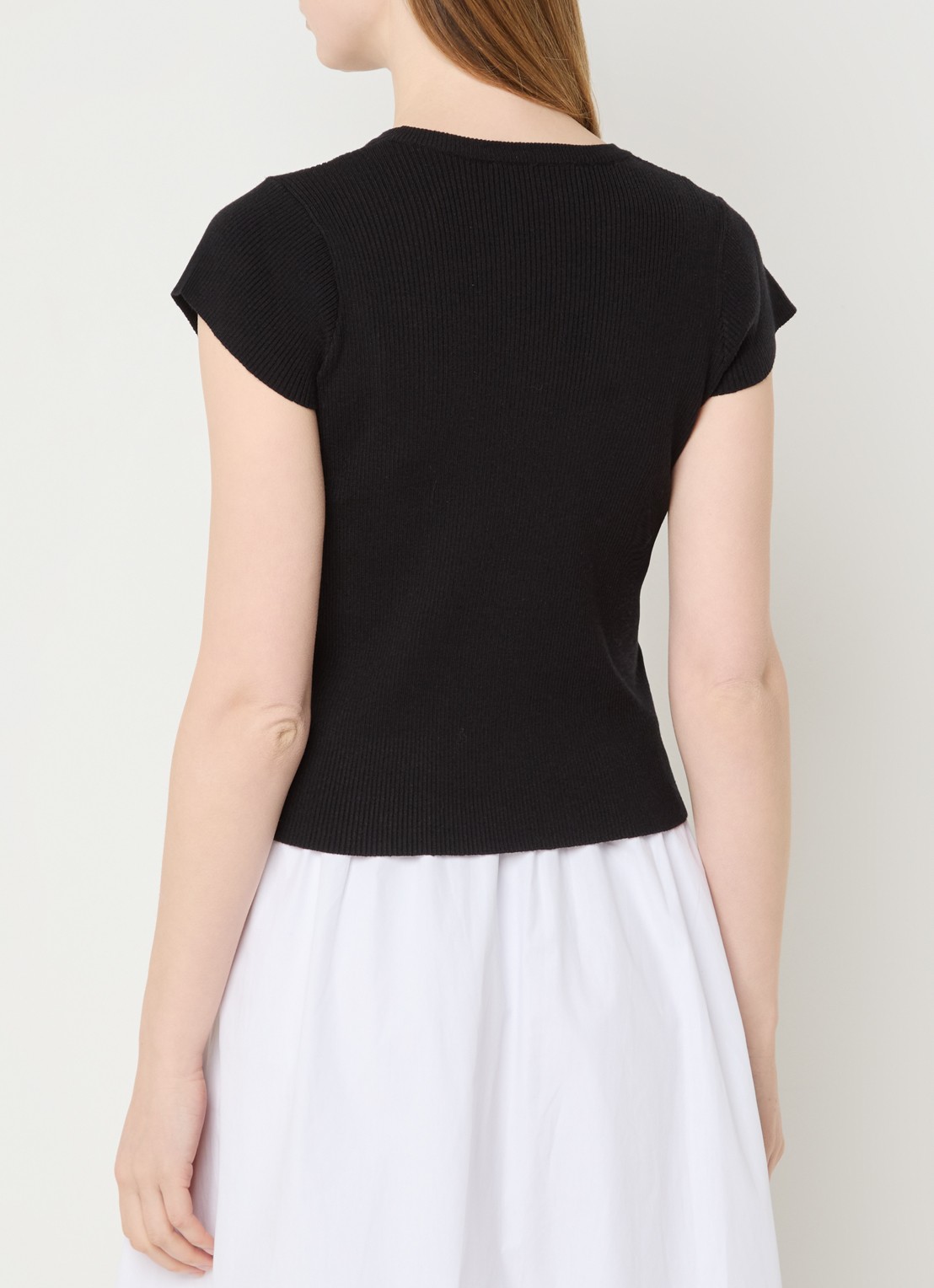 Neo Noir Tirra top met ribstructuur - achterkant 4 zwart