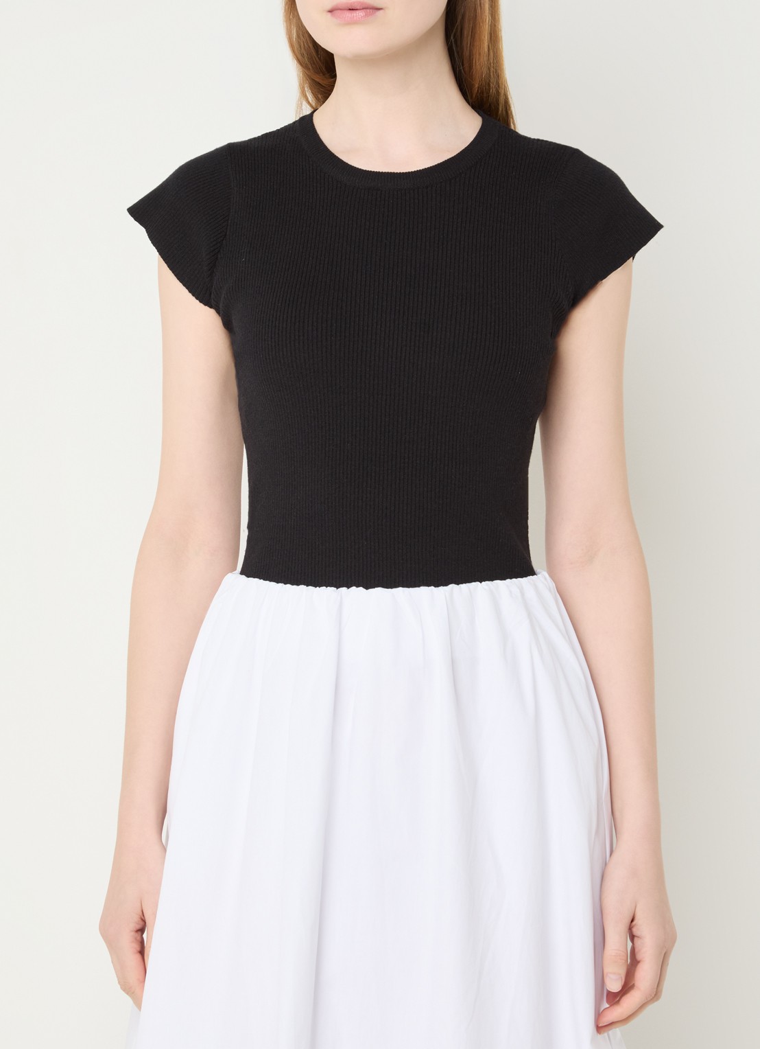 Neo Noir Tirra top met ribstructuur - detail 3 zwart