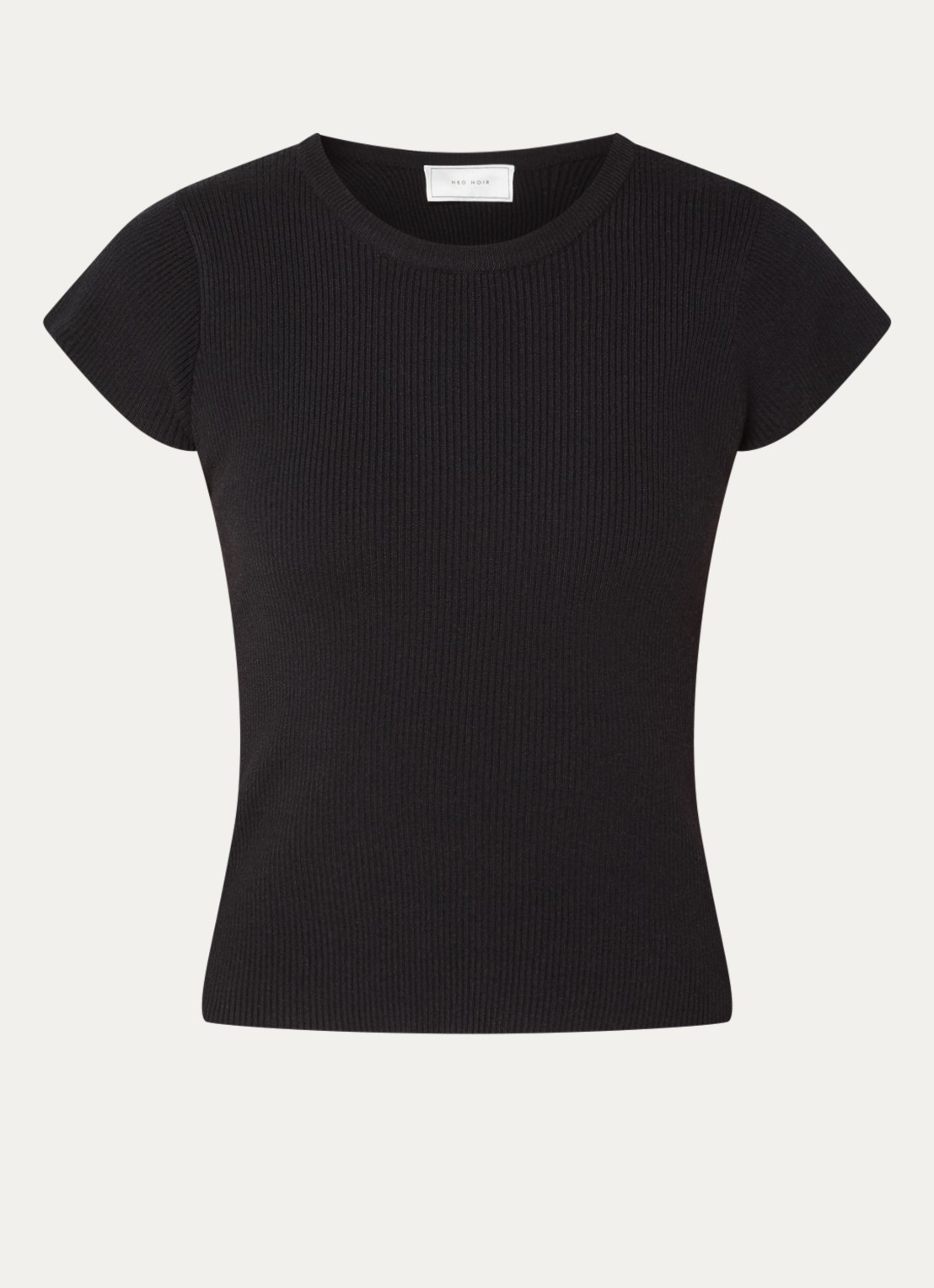 Neo Noir Tirra top met ribstructuur - voorkant zwart
