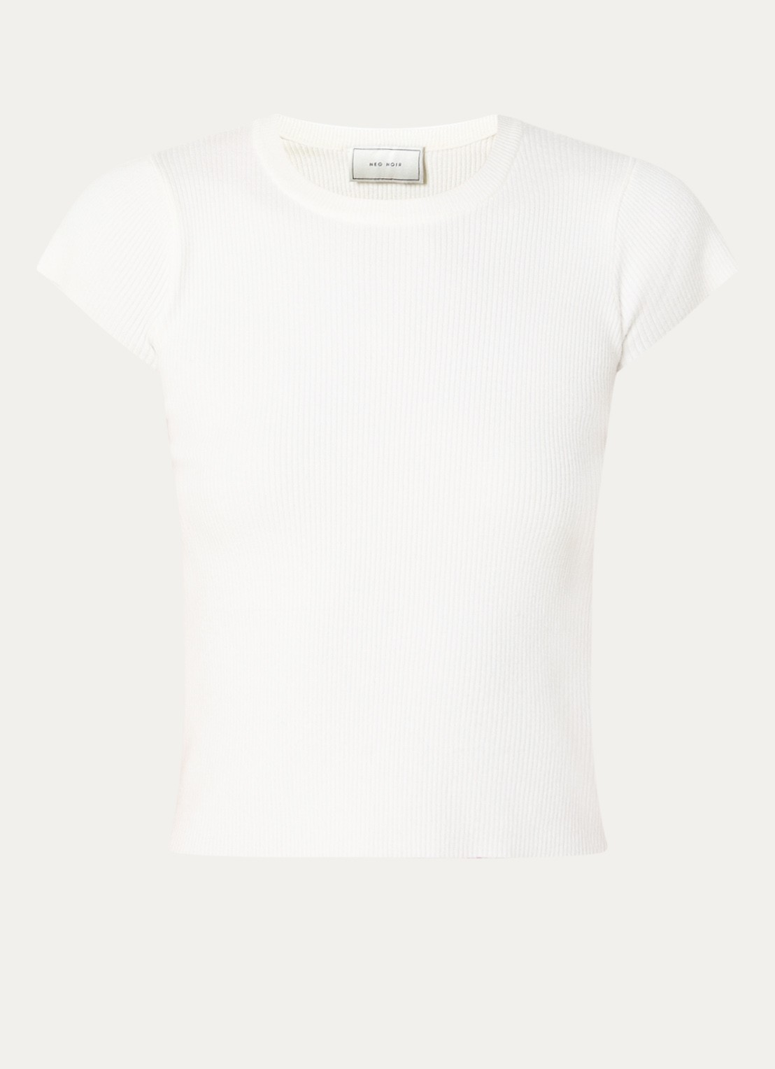 Neo Noir Tirra top met ribstructuur - voorkant 3 gebroken wit