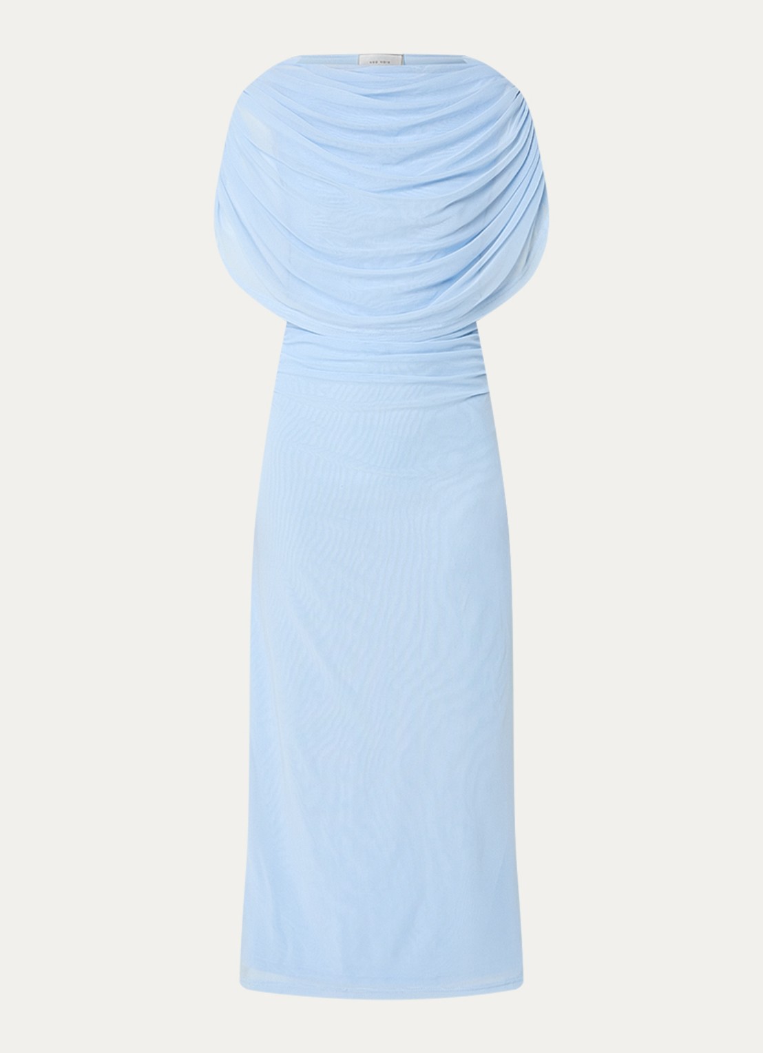 Neo Noir Tottuna off shoulder midi jurk met gedrapeerd detail - voorkant 2 lichtblauw