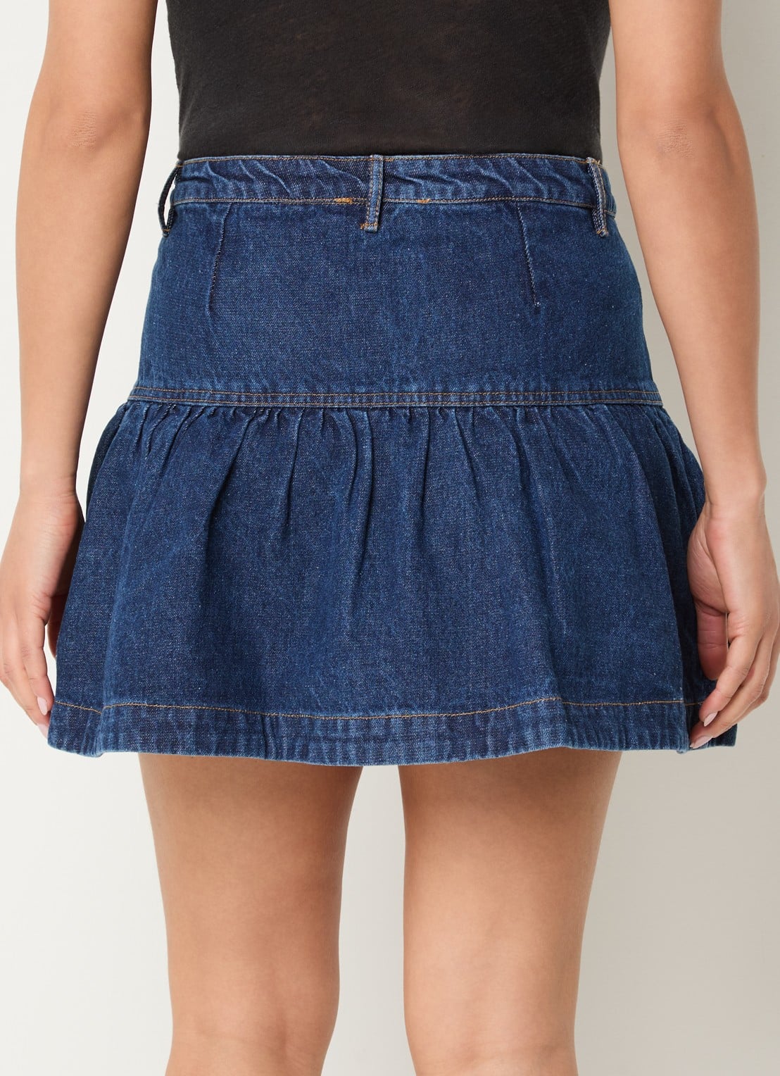 Neo Noir Tripa mini spijkerrok met steekzakken - achterkant 4 blauw
