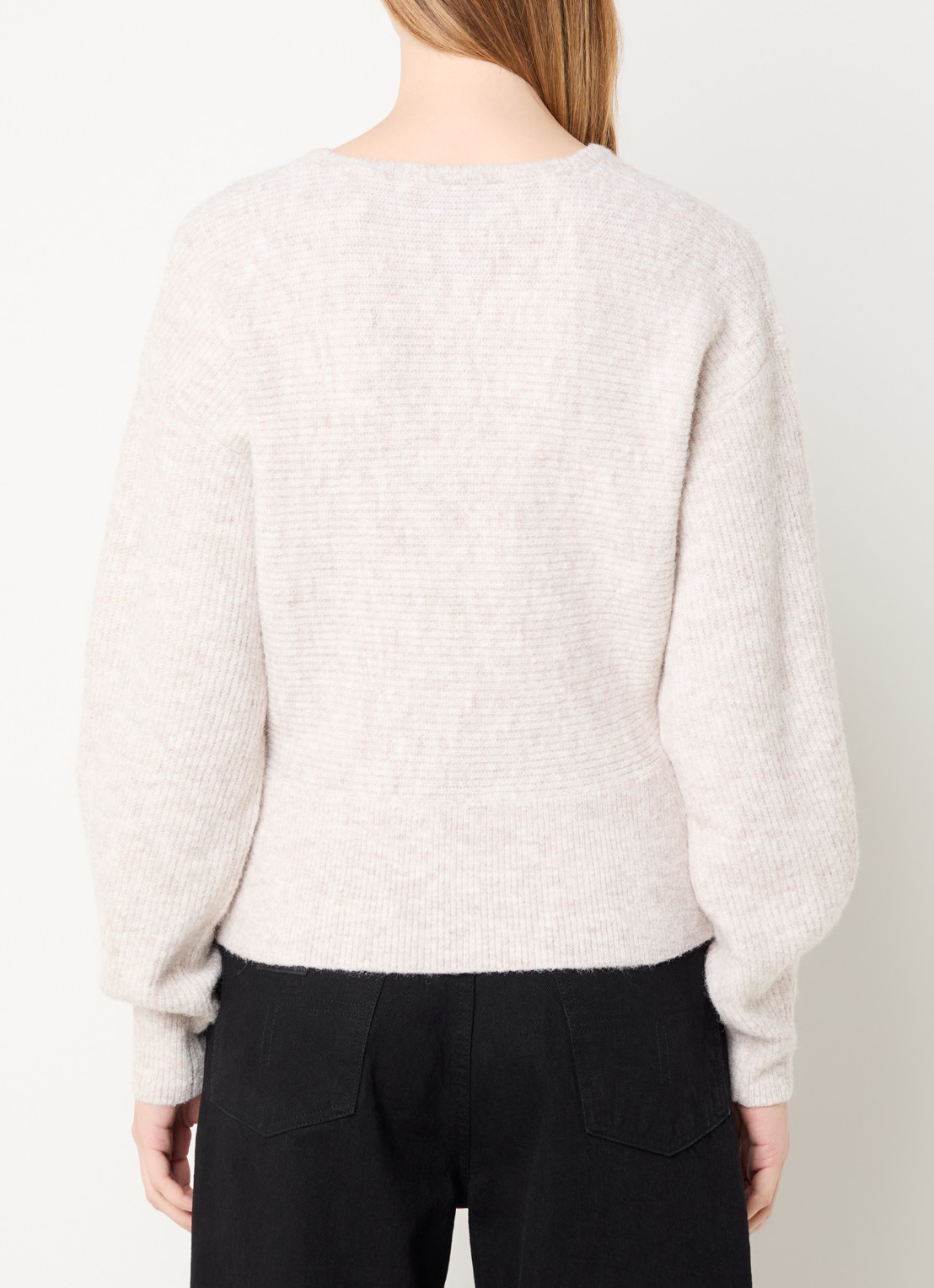 Neo Noir Turuna grofgebreide pullover in wolblend - achterkant 4 beige
