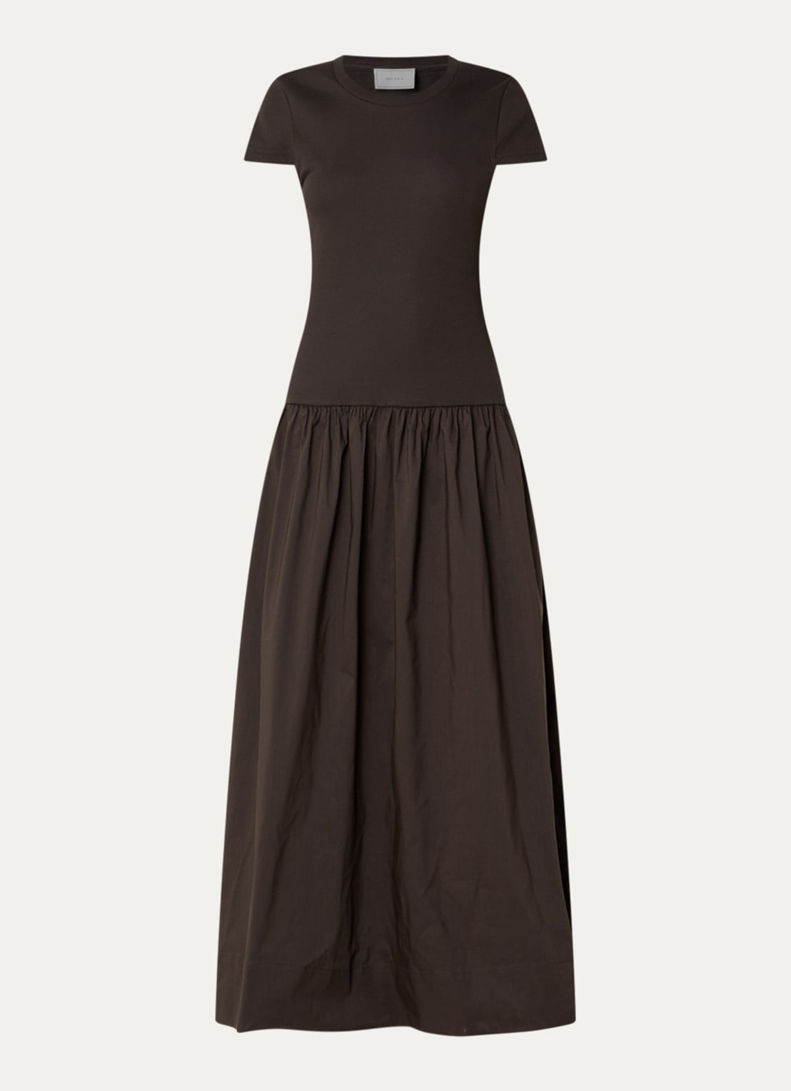 Neo Noir Tuscany maxi jurk met steekzakken - voorkant chocoladebruin