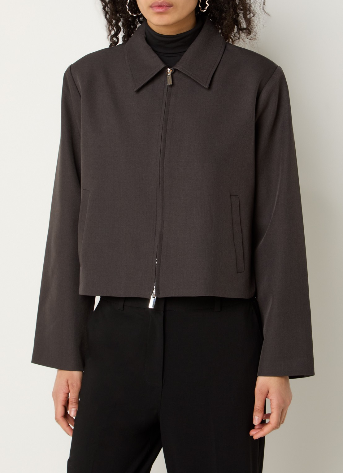 Neo Noir Vianney cropped jack met steekzakken - detail 2 antraciet