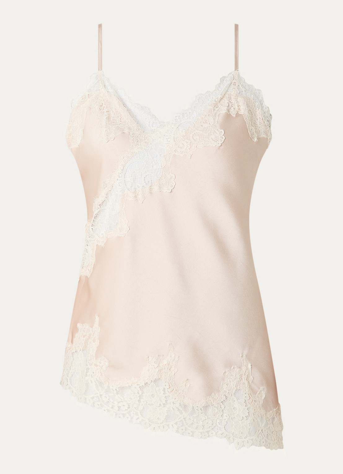 Neo Noir Viole pyjamatop van satijn met details van kant - voorkant 3 beige