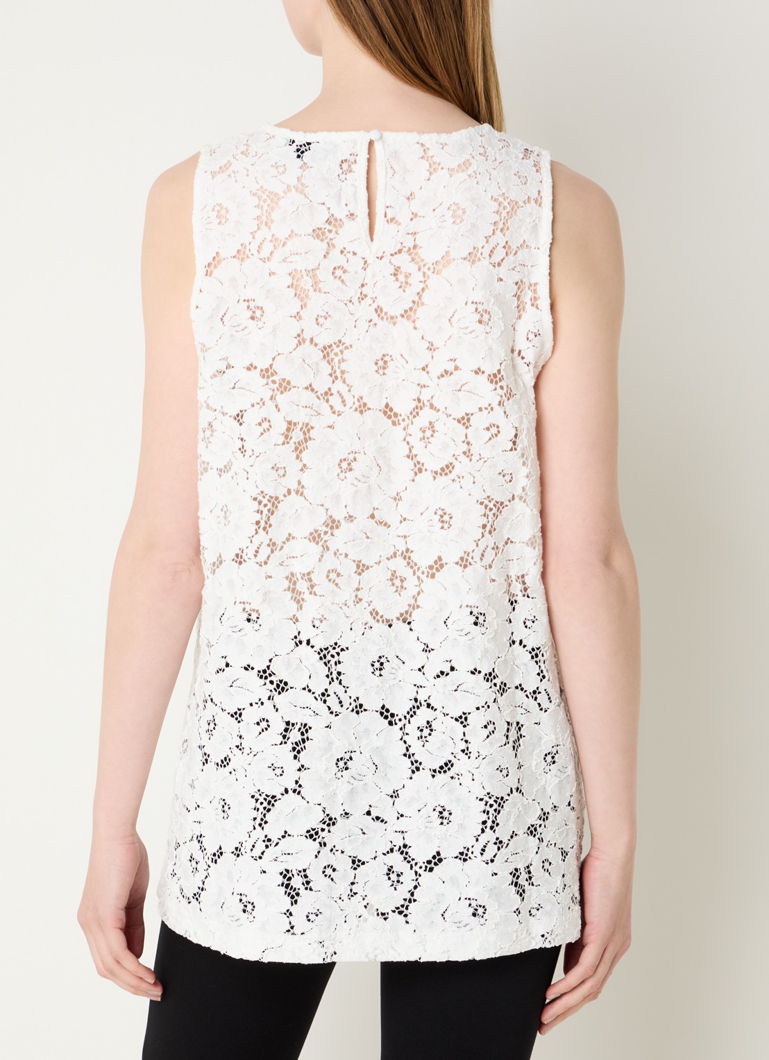 Neo Noir Vivien semi-transparante top met broderie - achterkant gebroken wit