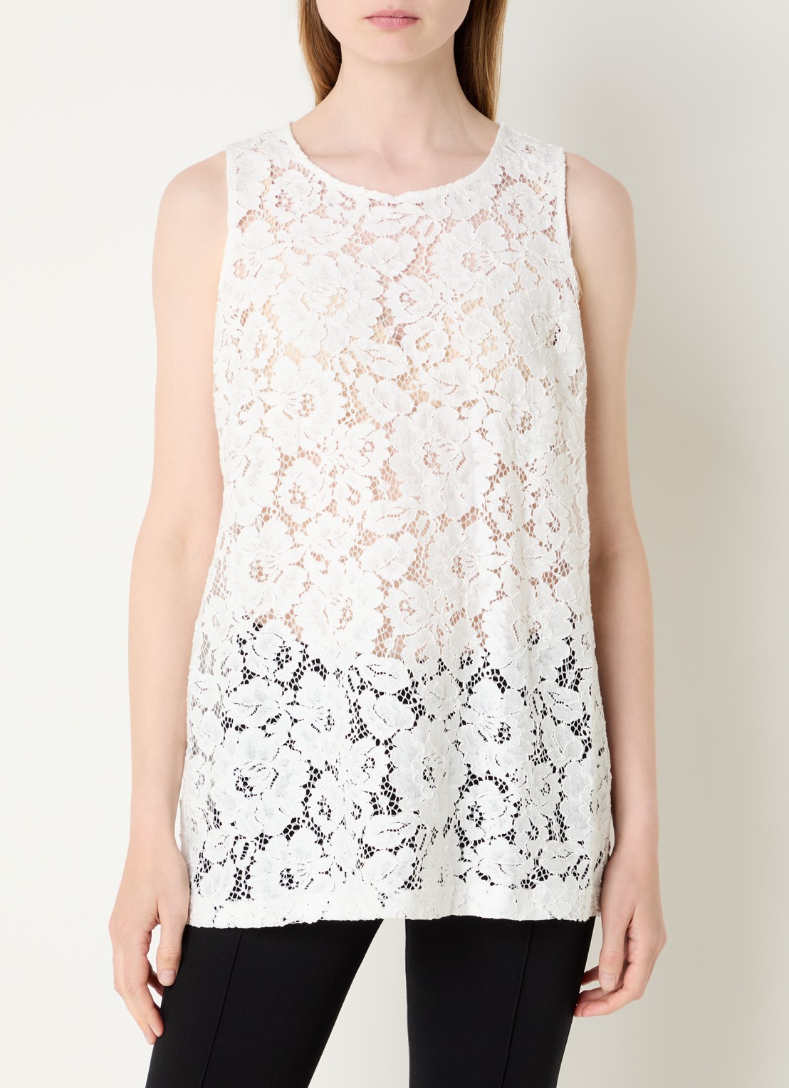 Neo Noir Vivien semi-transparante top met broderie - detail 4 gebroken wit