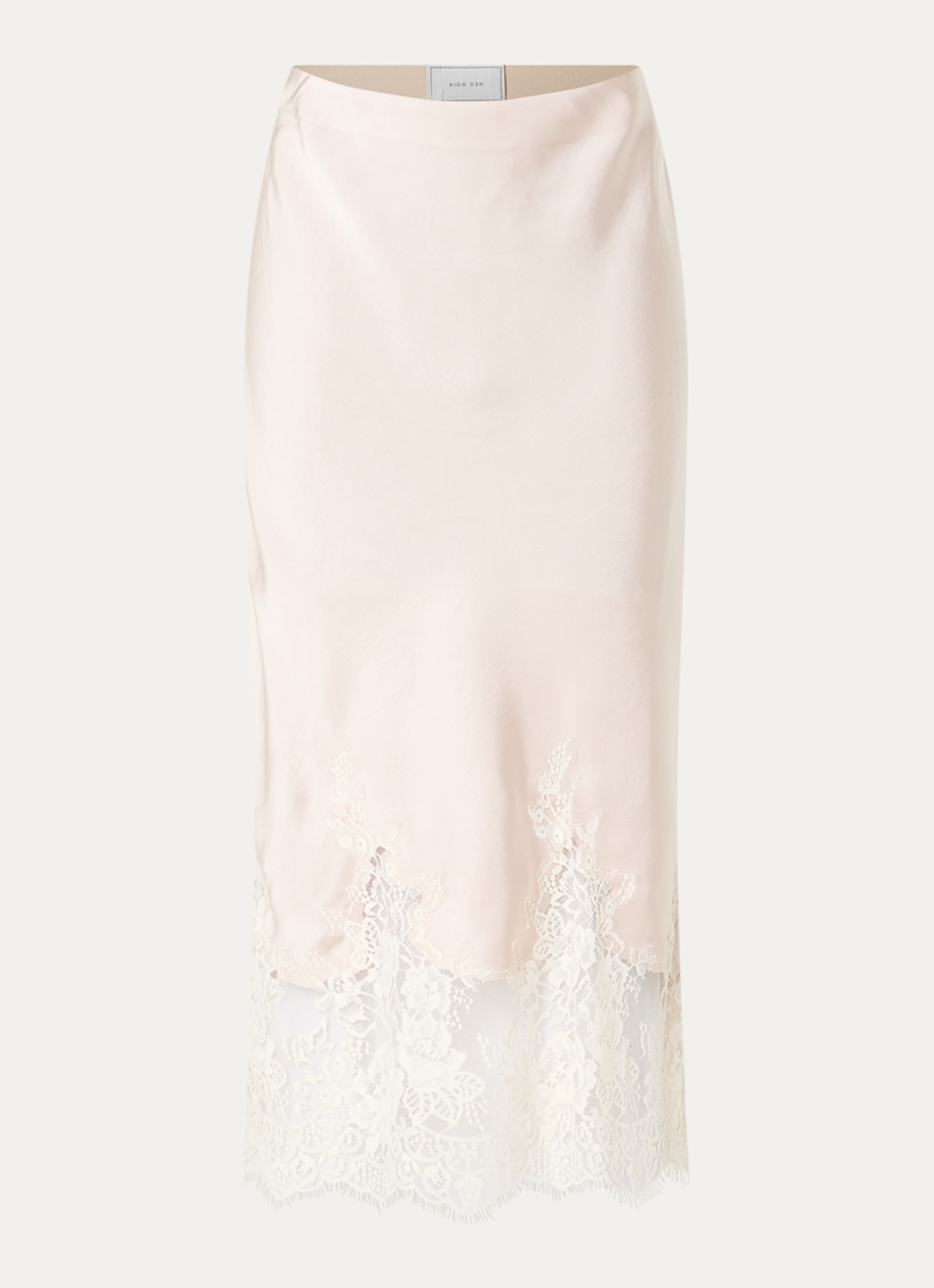 Neo Noir Yelina midi rok van satijn met details van kant - voorkant 3 creme