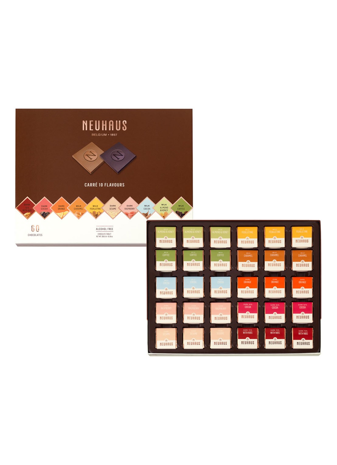 Neuhaus Carré Box chocoladerepen 10 stuks - voorkant 2 multicolor