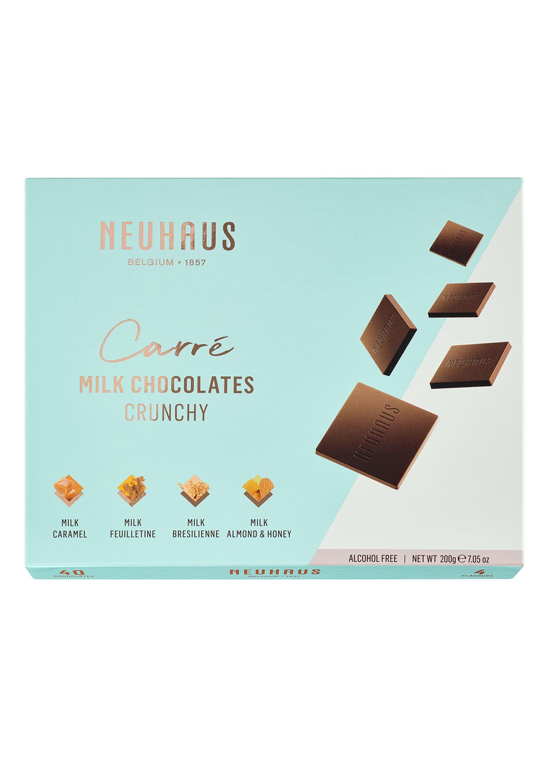 Neuhaus Carré Crunchy box chocoladerepen 40 stuks - voorkant multicolor