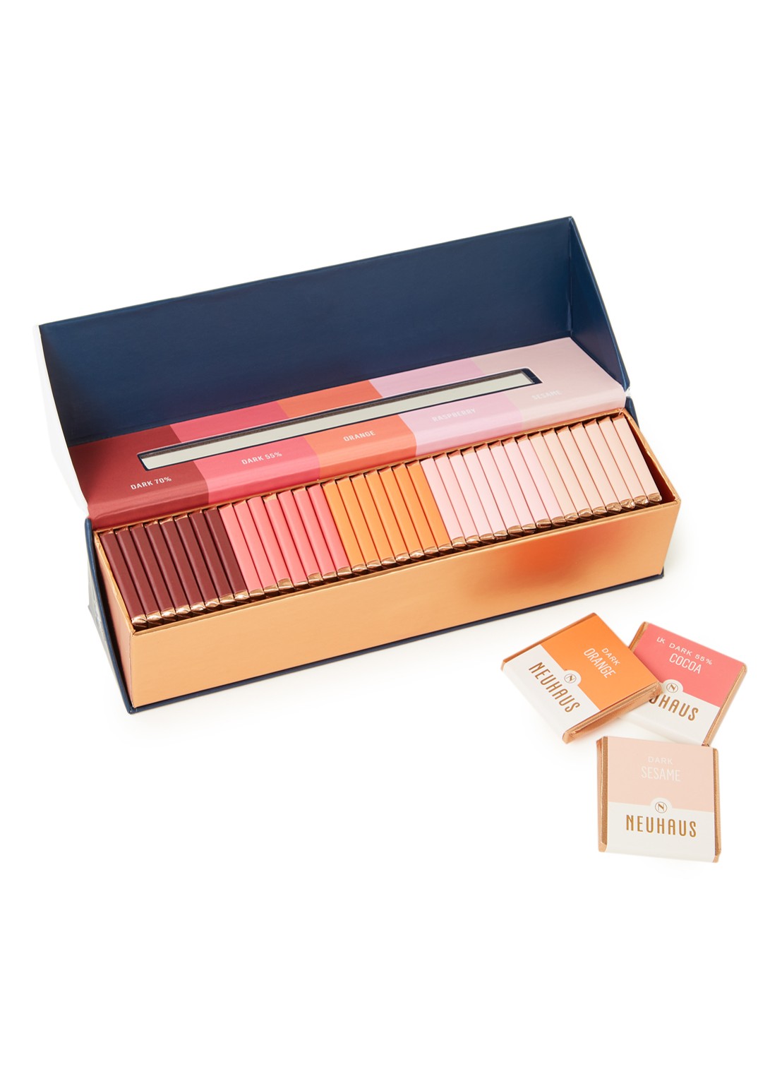 Neuhaus Carre Pencil Box chocolade 40 stuks - voorkant blauw