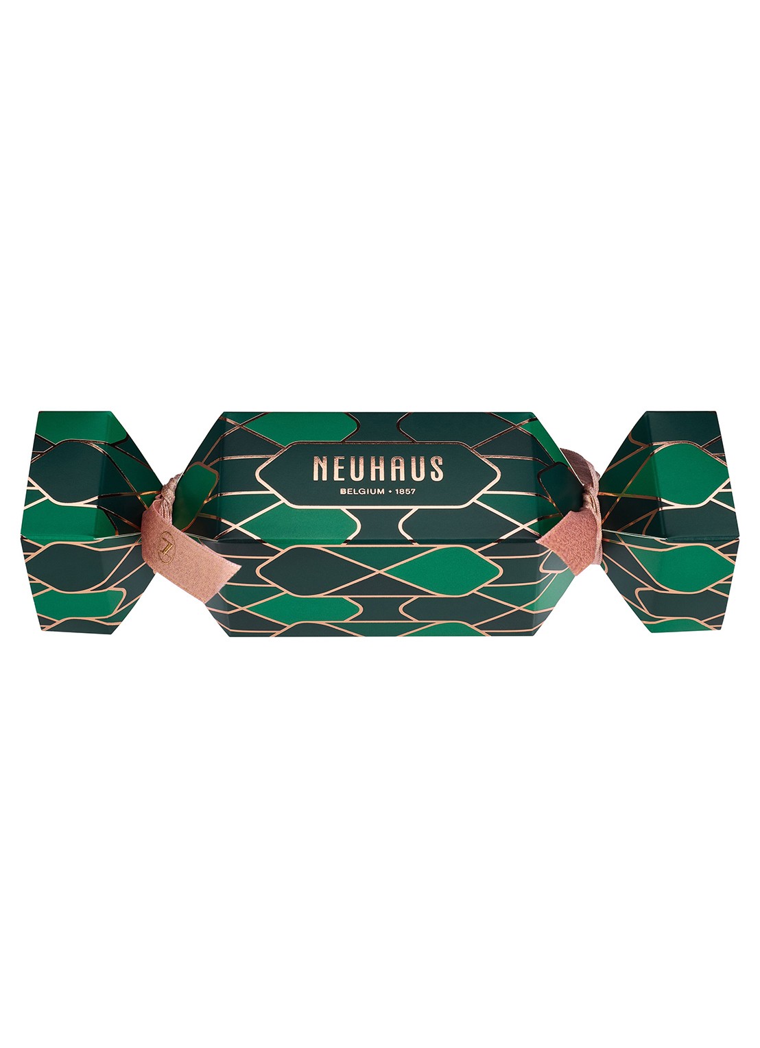 Neuhaus Christmas Cracker chocolade bonbons in geschenkverpakking  12 stuks - voorkant donkergroen