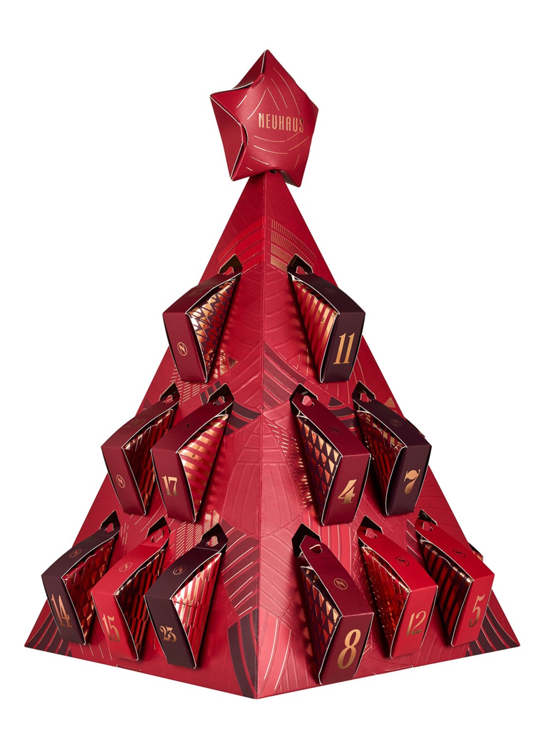 Neuhaus Irrésistible adventskalender met chocolade - 25 dagen - voorkant rood