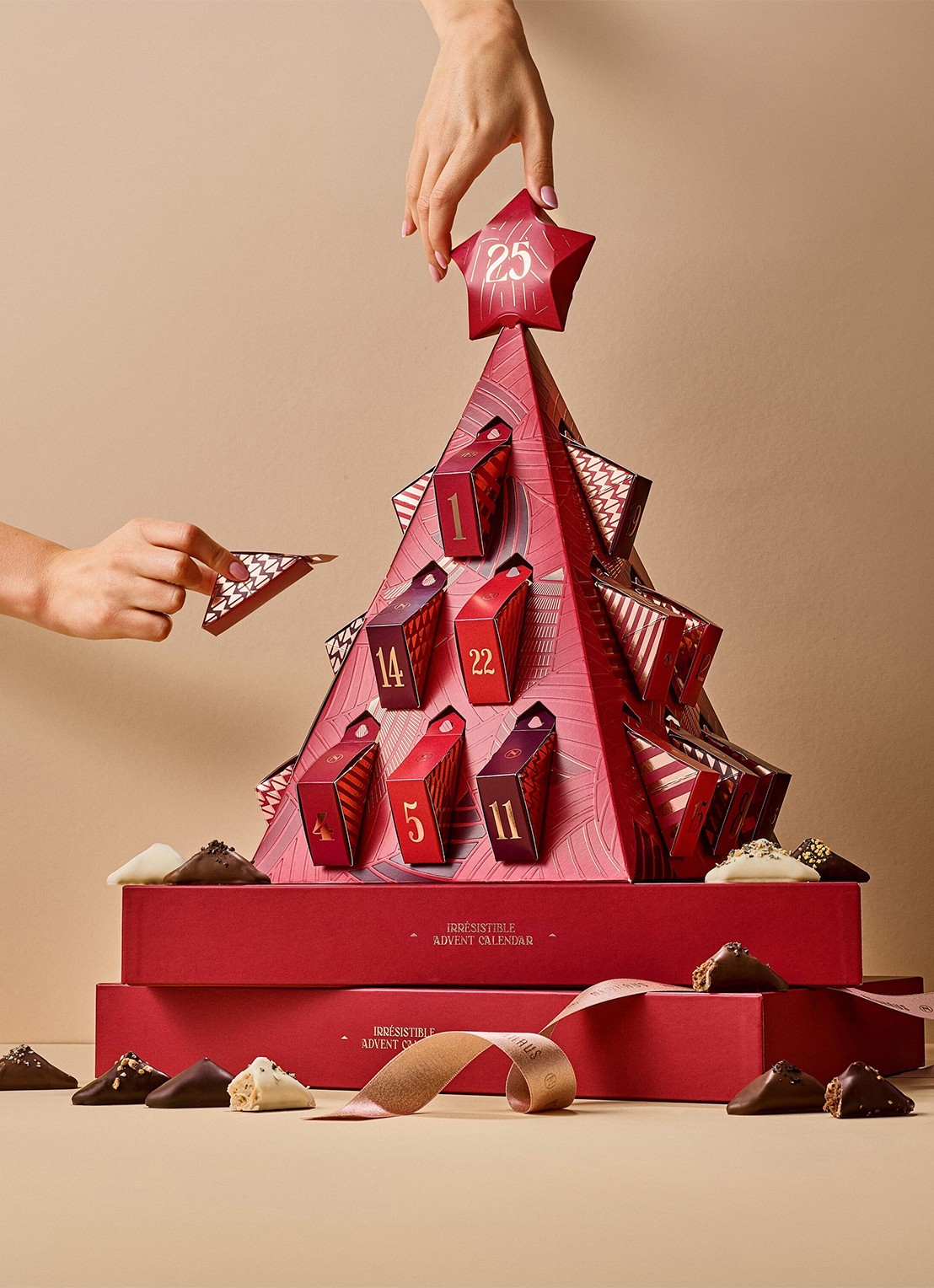 Neuhaus Irrésistible adventskalender met chocolade - 25 dagen - voorkant 2 rood