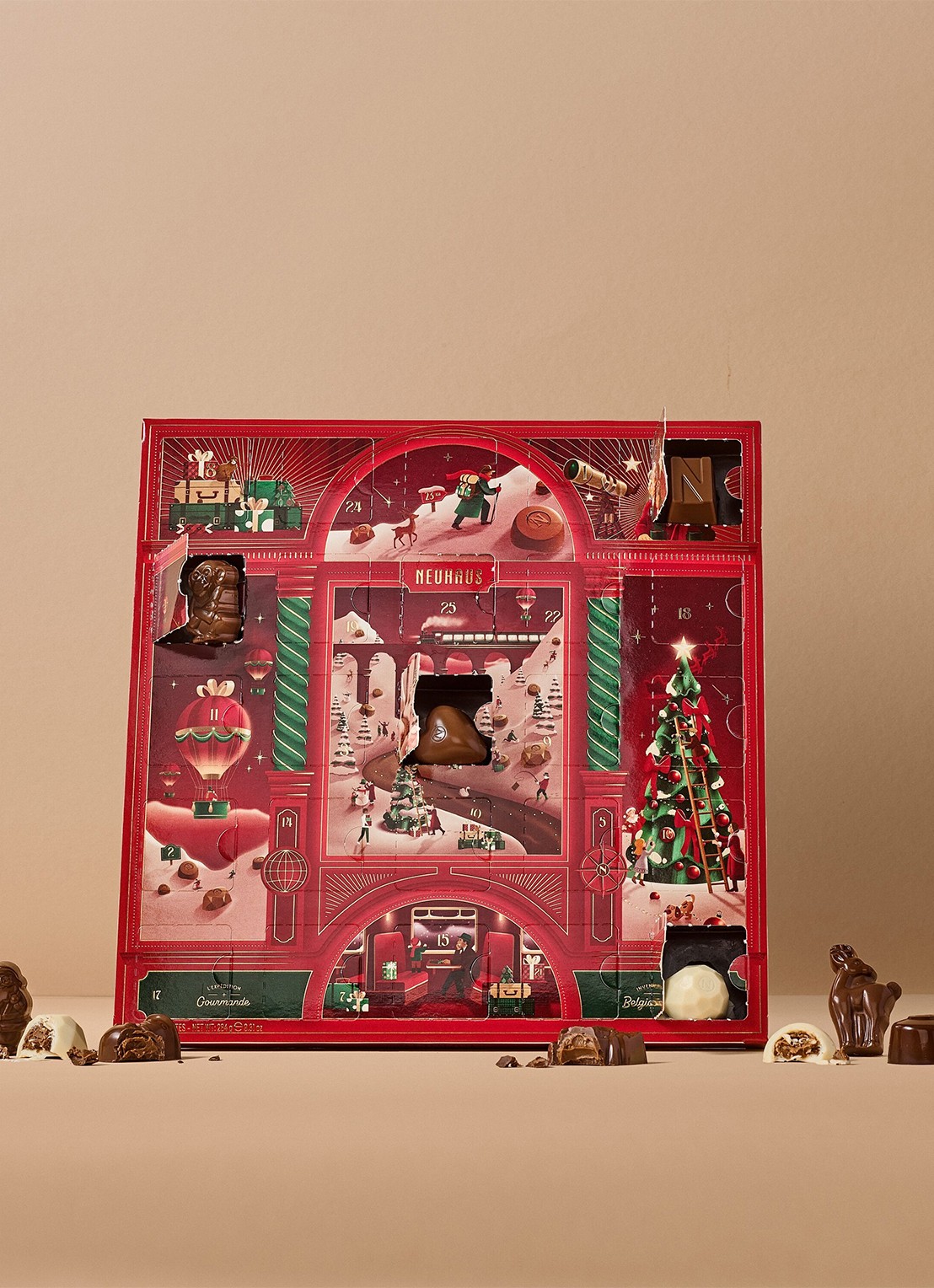 Neuhaus Klassieke adventskalender met chocolade - 25 dagen - achterkant 2 beige