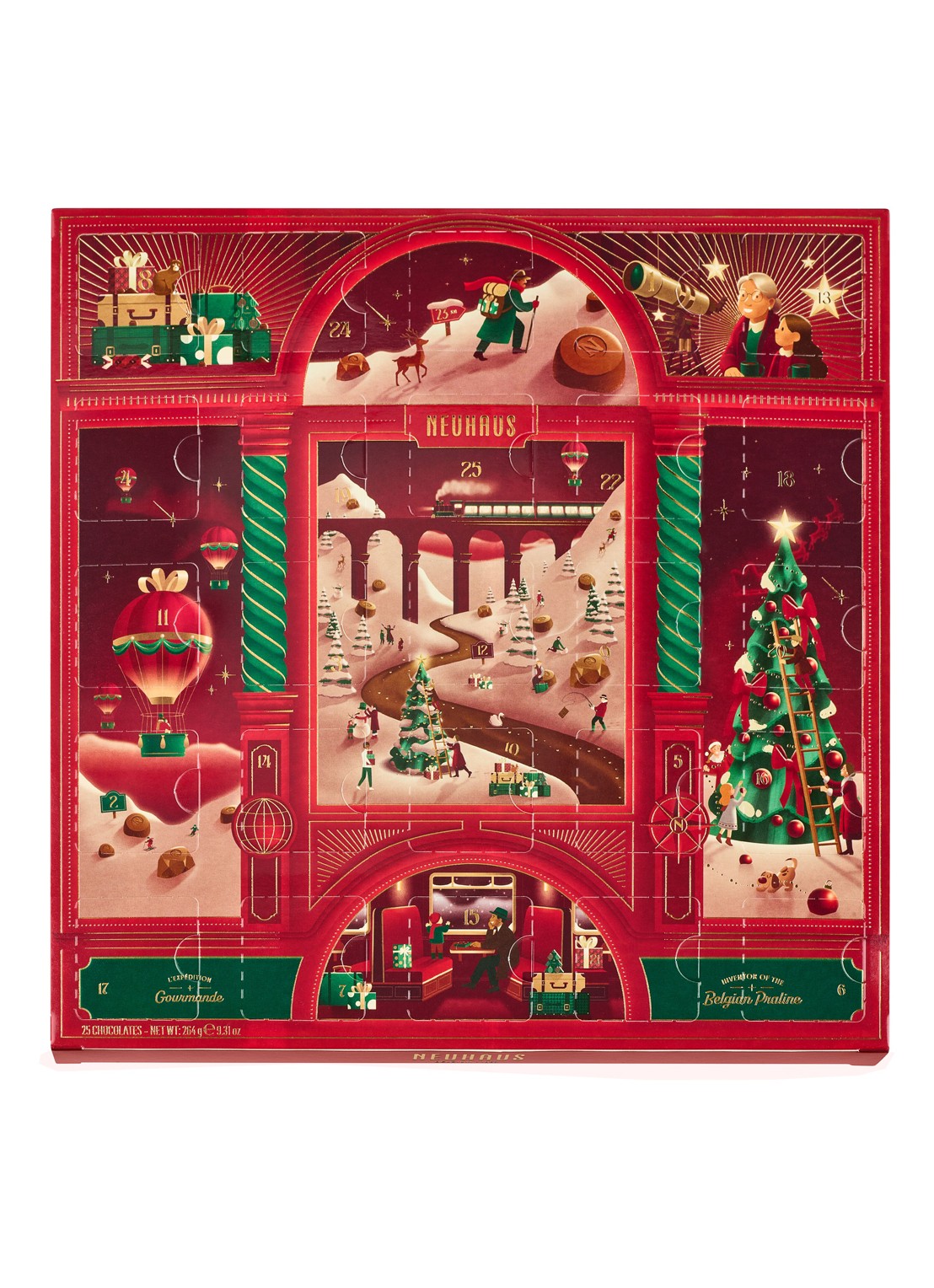 Neuhaus Klassieke adventskalender met chocolade - 25 dagen - voorkant 3 beige