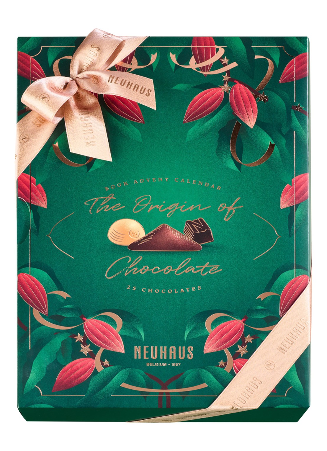 Neuhaus The Origin of Chocolate adventskalender met chocolade - 25 dagen - voorkant 5 beige