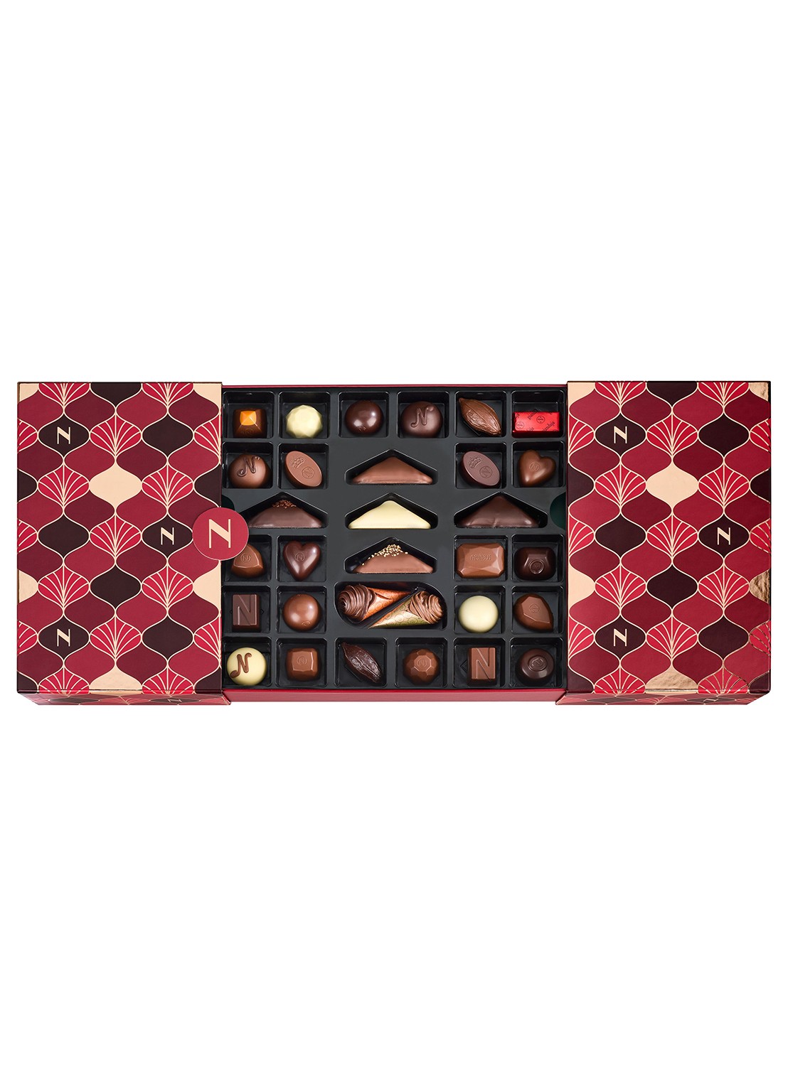 Neuhaus Winter Premium chocolade bonbons in geschenkverpakking 62 stuks - voorkant 3 rood