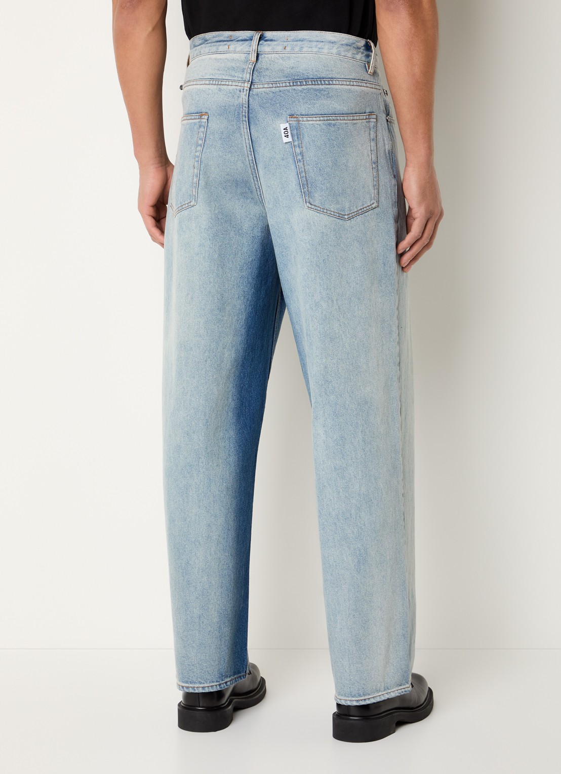New Amsterdam Surf Association 40A wide leg jeans met lichte wassing - achterkant 5 indigo