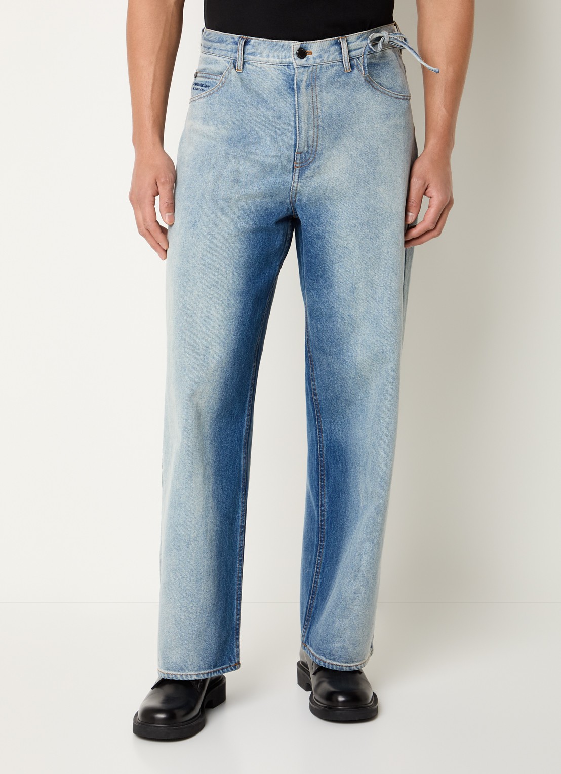 New Amsterdam Surf Association 40A wide leg jeans met lichte wassing - detail 3 indigo