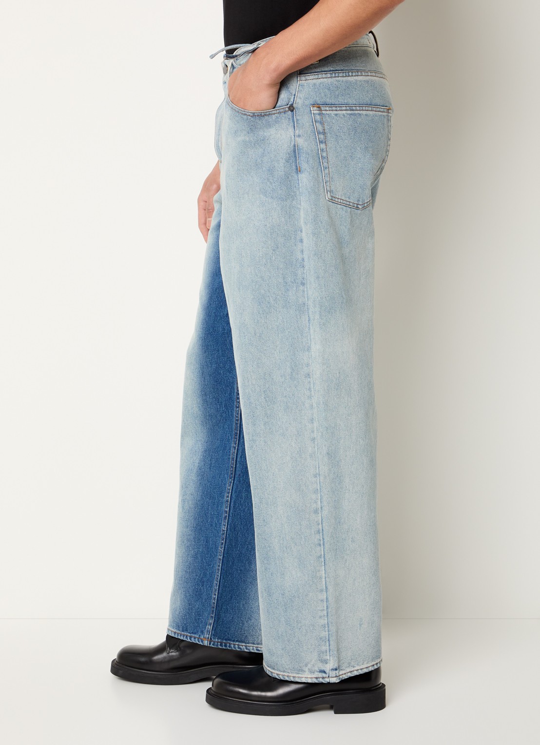 New Amsterdam Surf Association 40A wide leg jeans met lichte wassing - detail 4 indigo