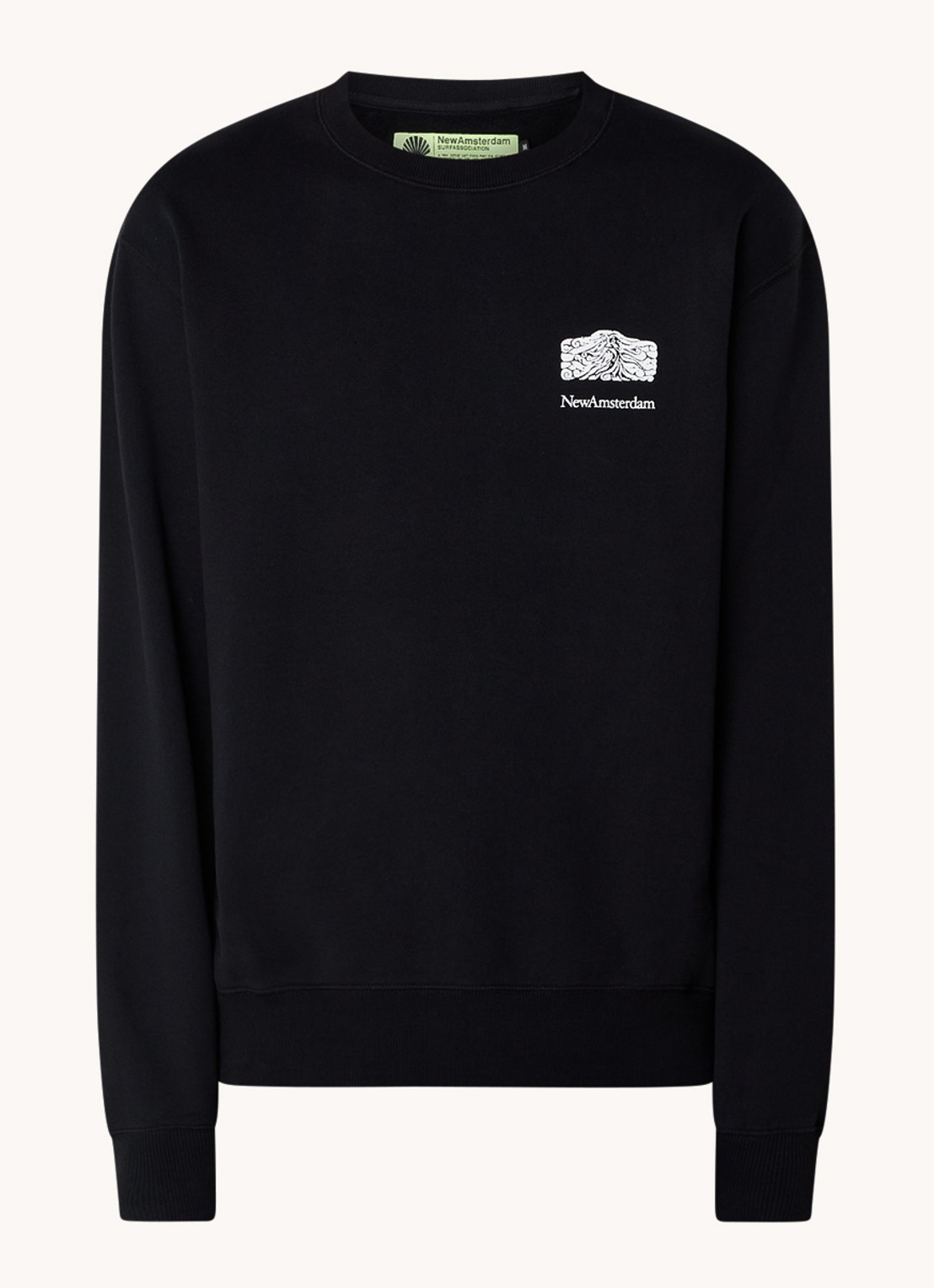 New Amsterdam Surf Association Anemoi sweater met logo- en backprint - voorkant zwart