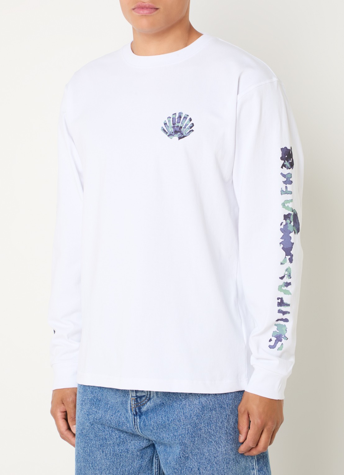 New Amsterdam Surf Association Aquarelle longsleeve met logo- en backprint - detail 2 wit