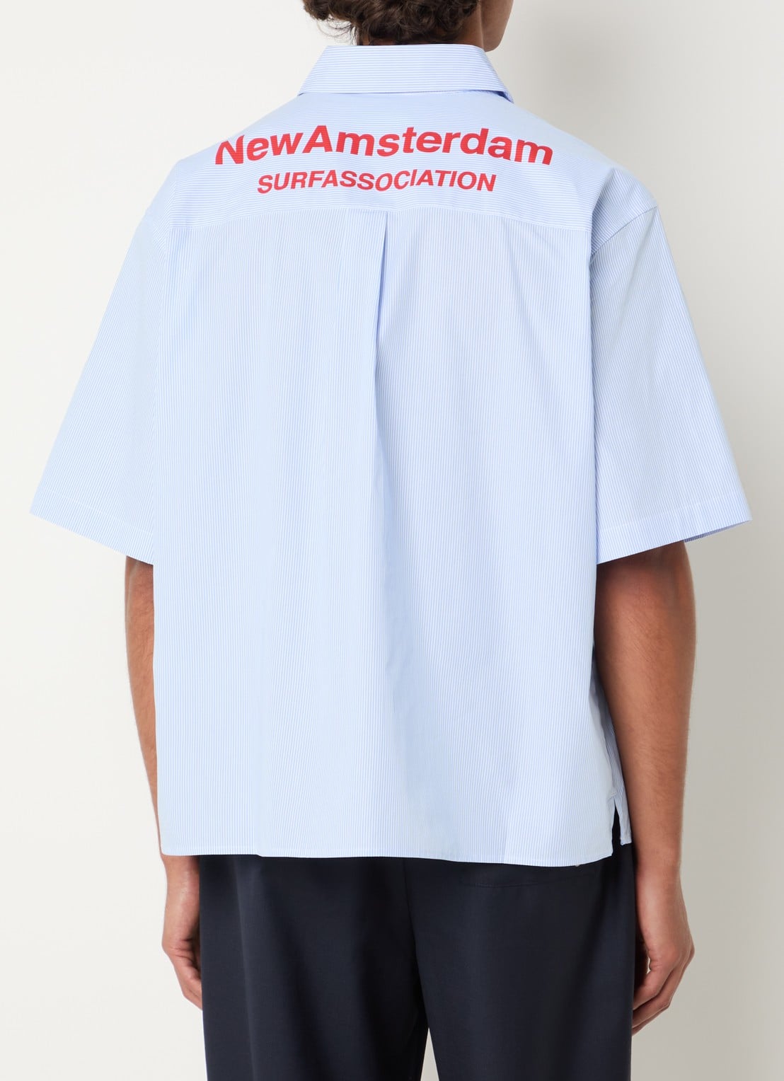 New Amsterdam Surf Association Beach regular fit overhemd met logo- en backprint - achterkant 2 blauw