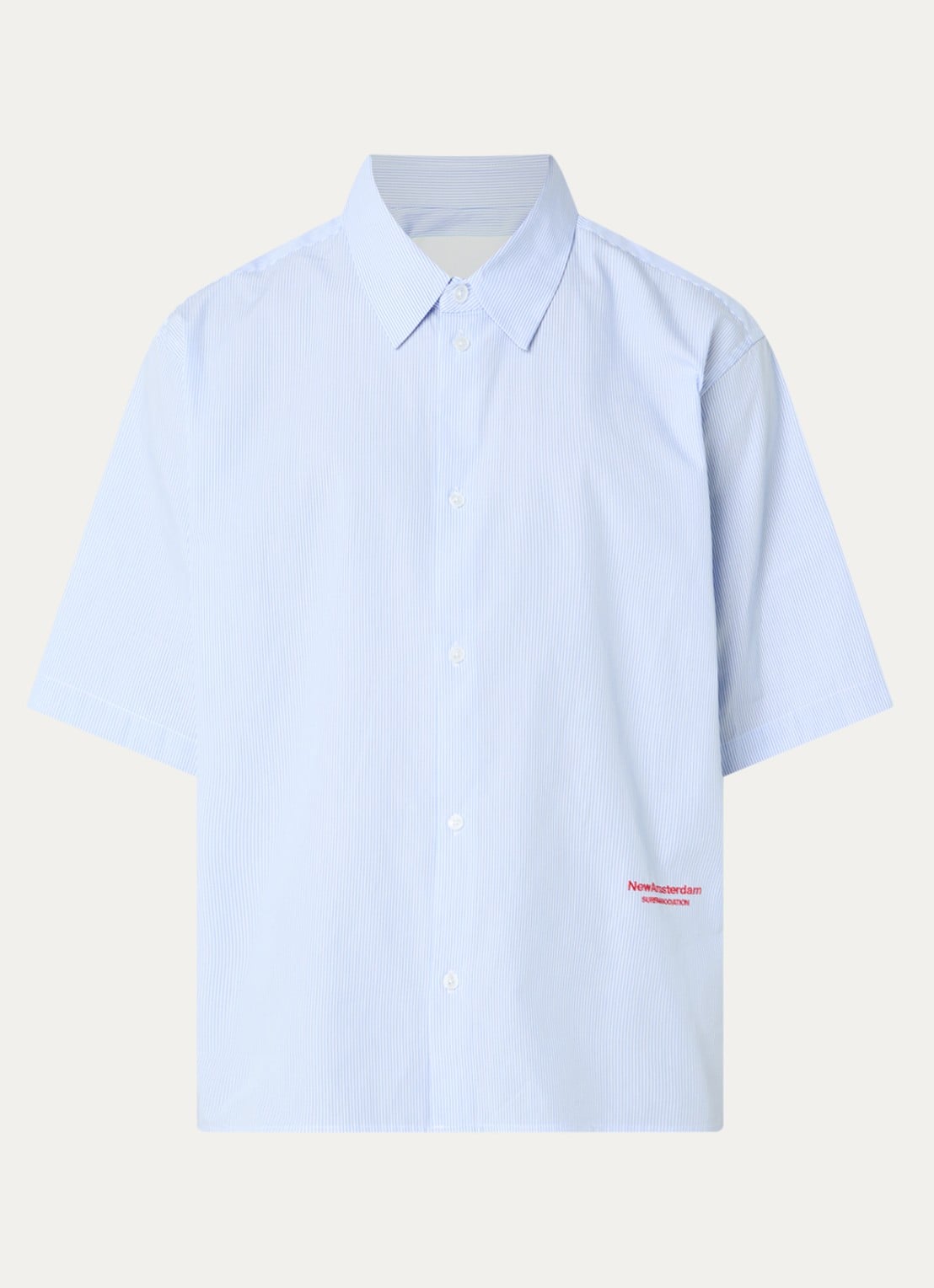 New Amsterdam Surf Association Beach regular fit overhemd met logo- en backprint - voorkant 3 blauw
