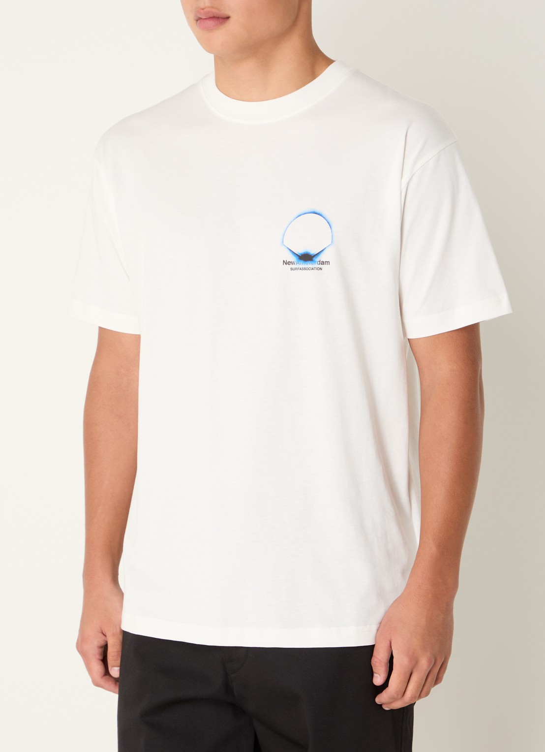 New Amsterdam Surf Association Eclipse T-shirt met logo- en backprint - achterkant 4 gebroken wit