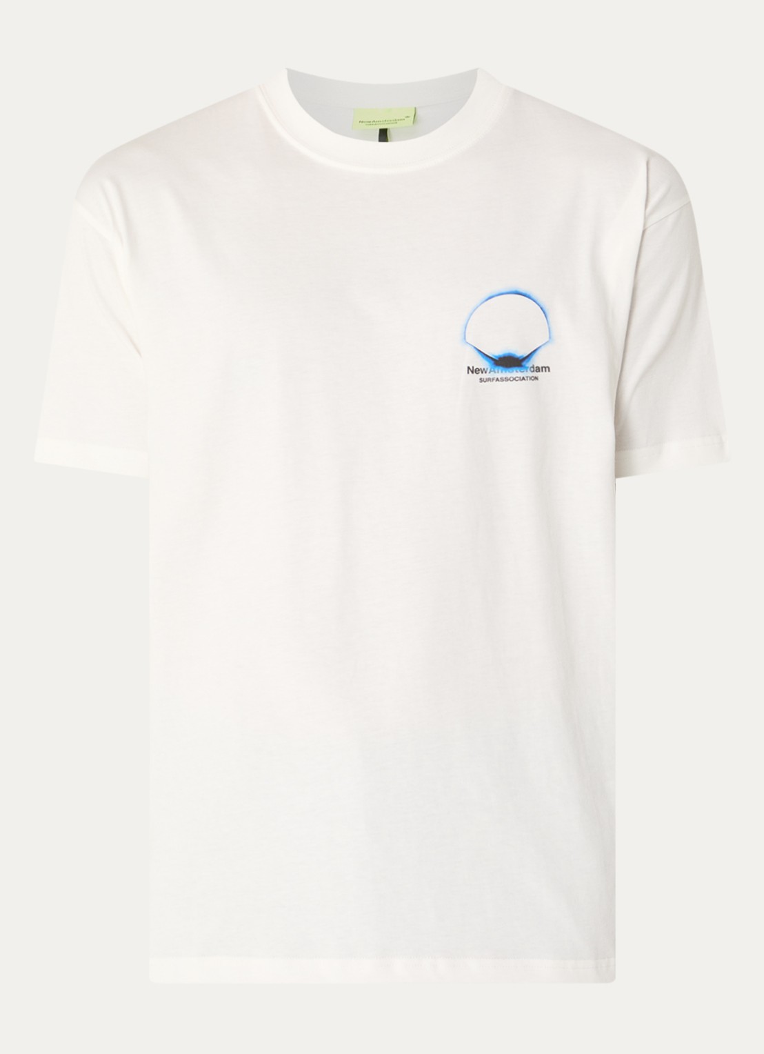 New Amsterdam Surf Association Eclipse T-shirt met logo- en backprint - voorkant 2 gebroken wit