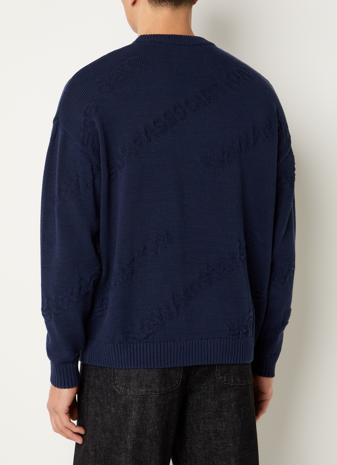 New Amsterdam Surf Association Fijngebreide trui met ingebreide logo - achterkant donkerblauw