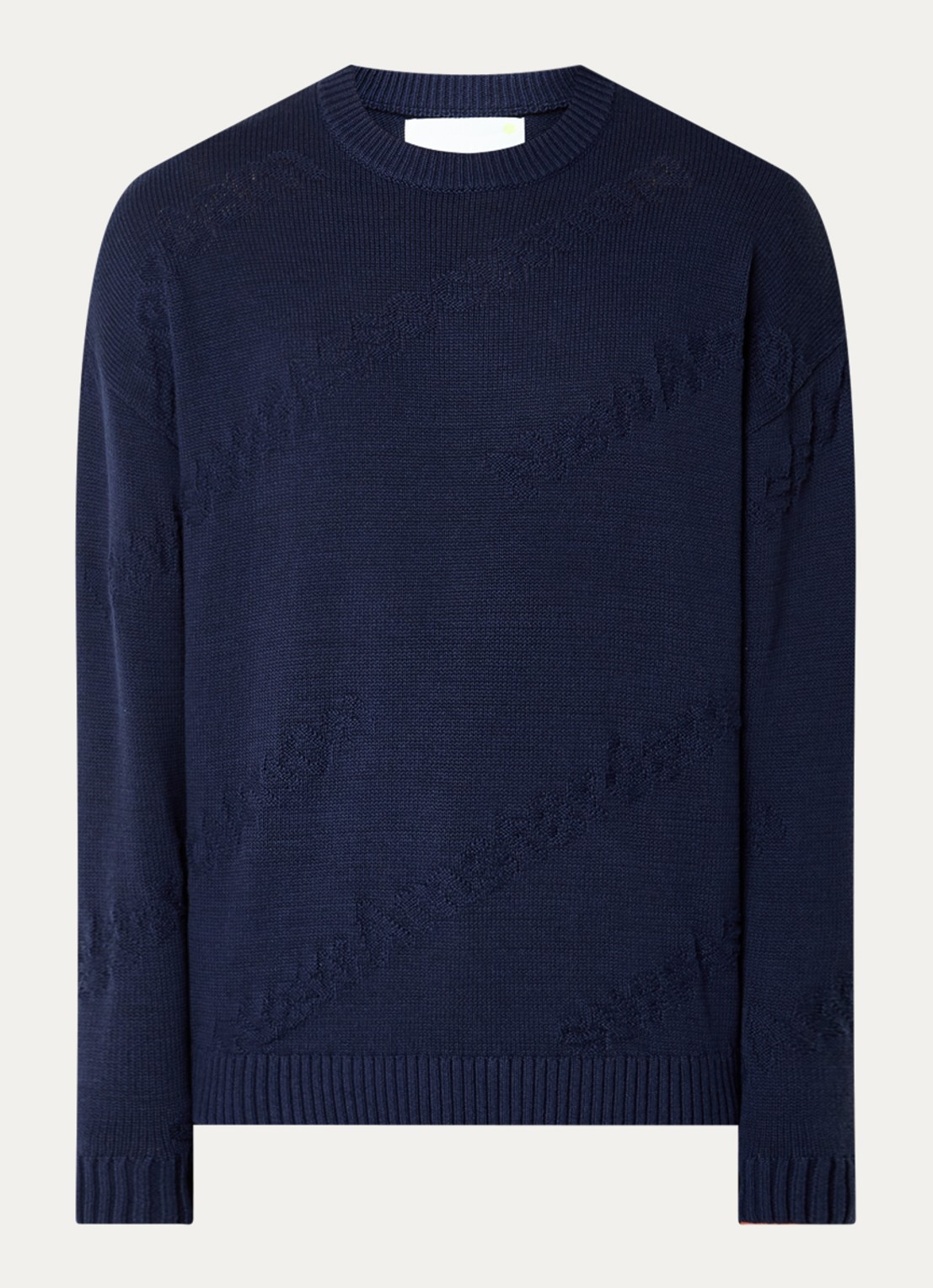 New Amsterdam Surf Association Fijngebreide trui met ingebreide logo - voorkant 3 donkerblauw