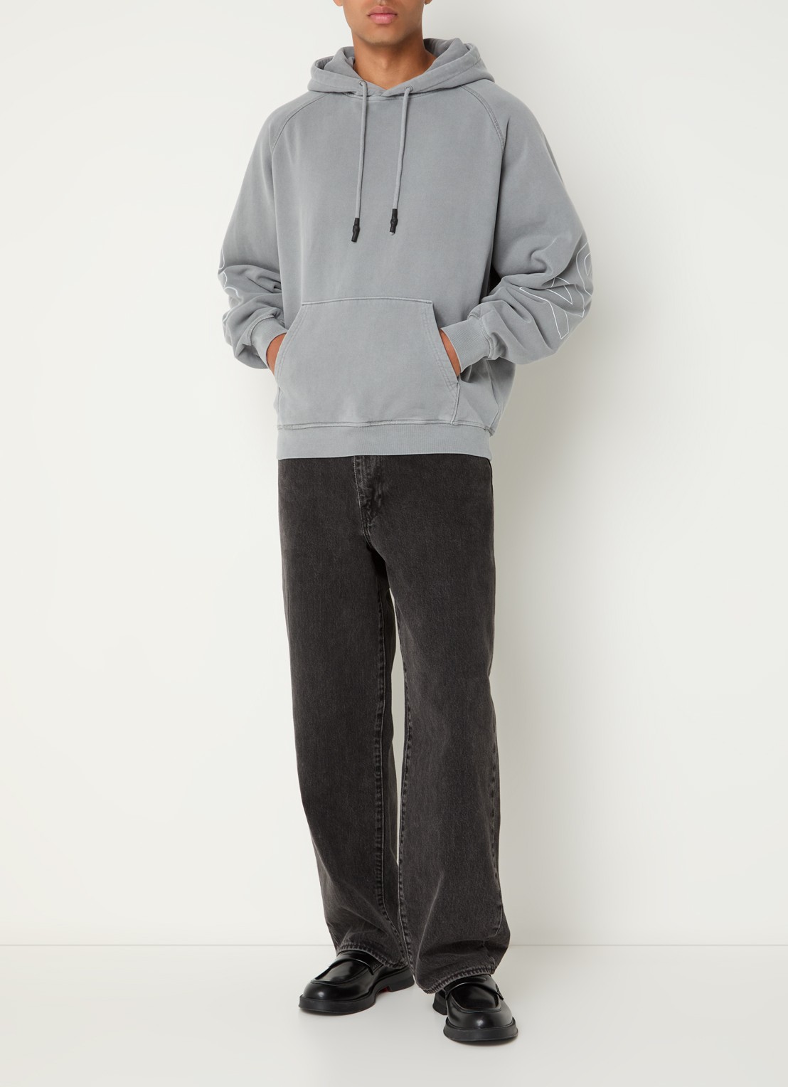 New Amsterdam Surf Association Hoodie met backprint  - voorkant 2 grijs